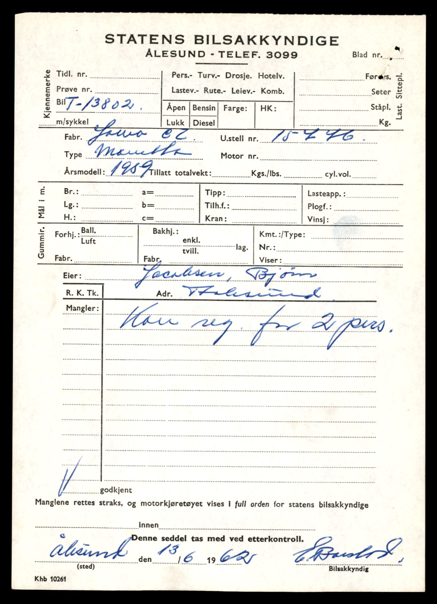 Møre og Romsdal vegkontor - Ålesund trafikkstasjon, AV/SAT-A-4099/F/Fe/L0041: Registreringskort for kjøretøy T 13710 - T 13905, 1927-1998, p. 1645