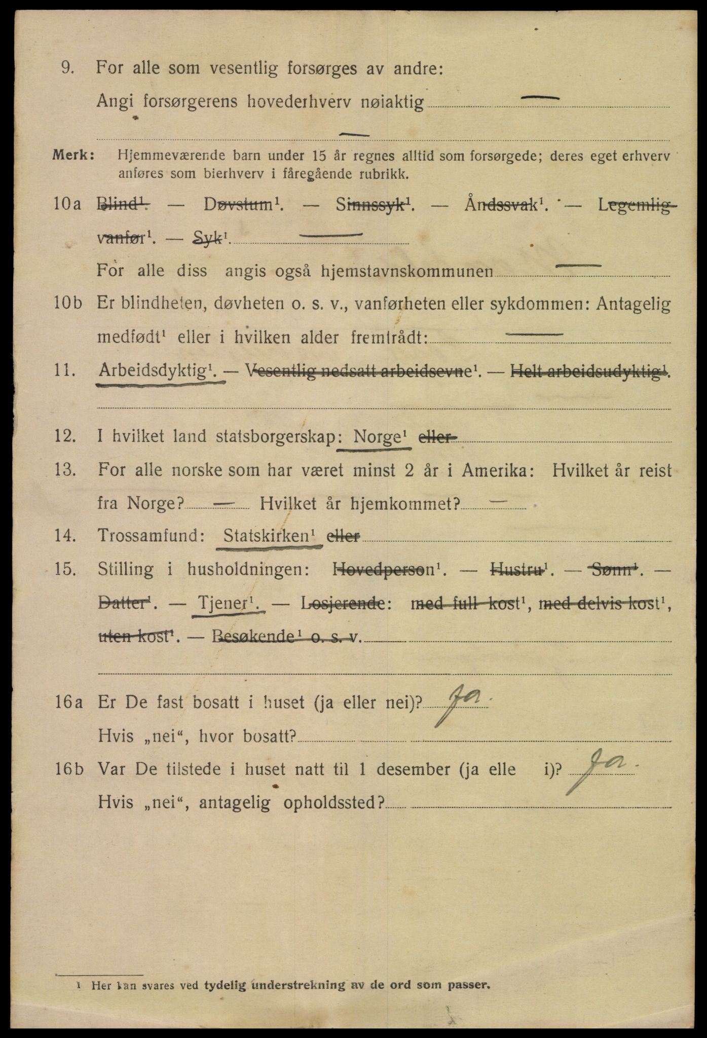 SAK, 1920 census for Mandal, 1920, p. 9110