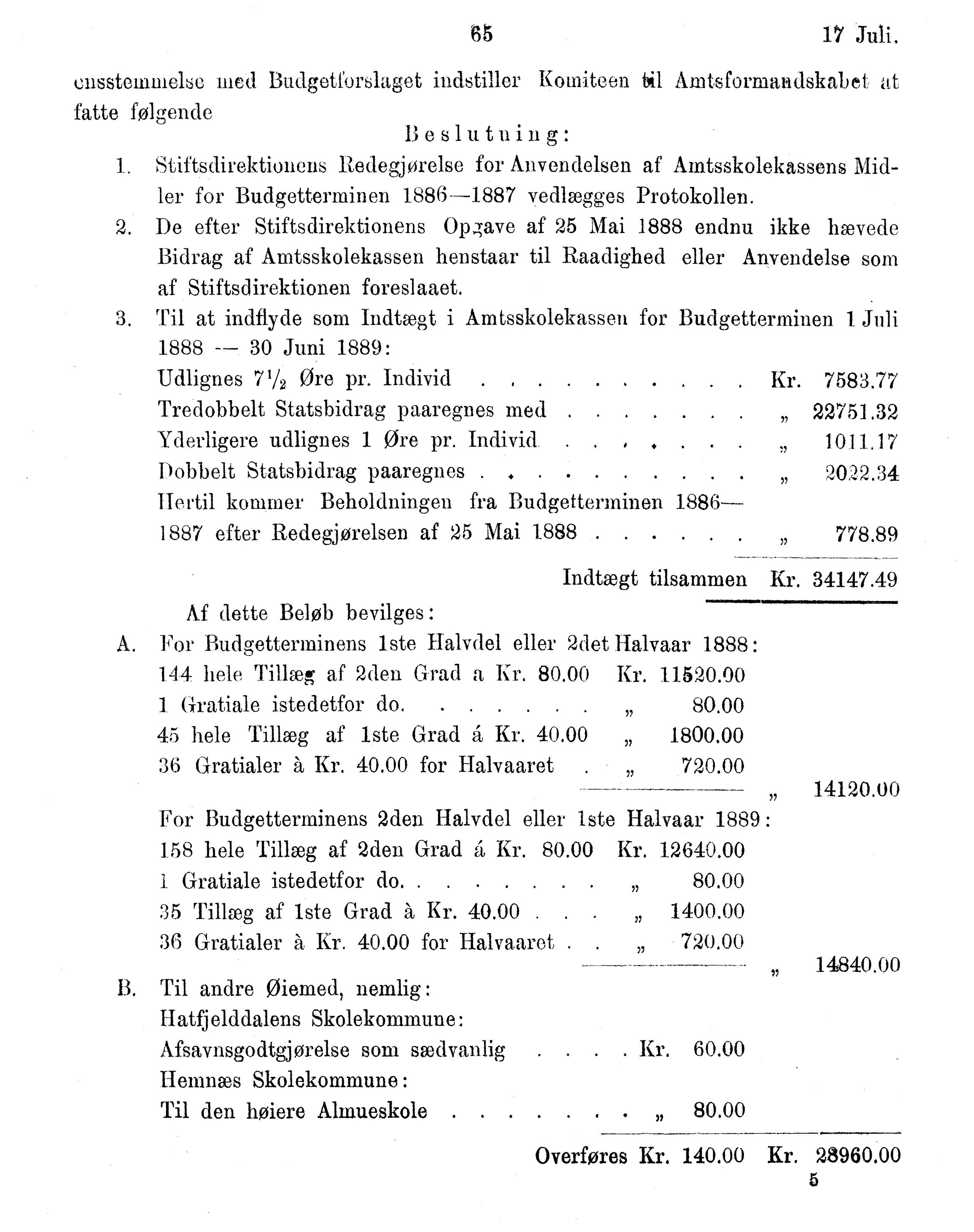 Nordland Fylkeskommune. Fylkestinget, AIN/NFK-17/176/A/Ac/L0015: Fylkestingsforhandlinger 1886-1890, 1886-1890