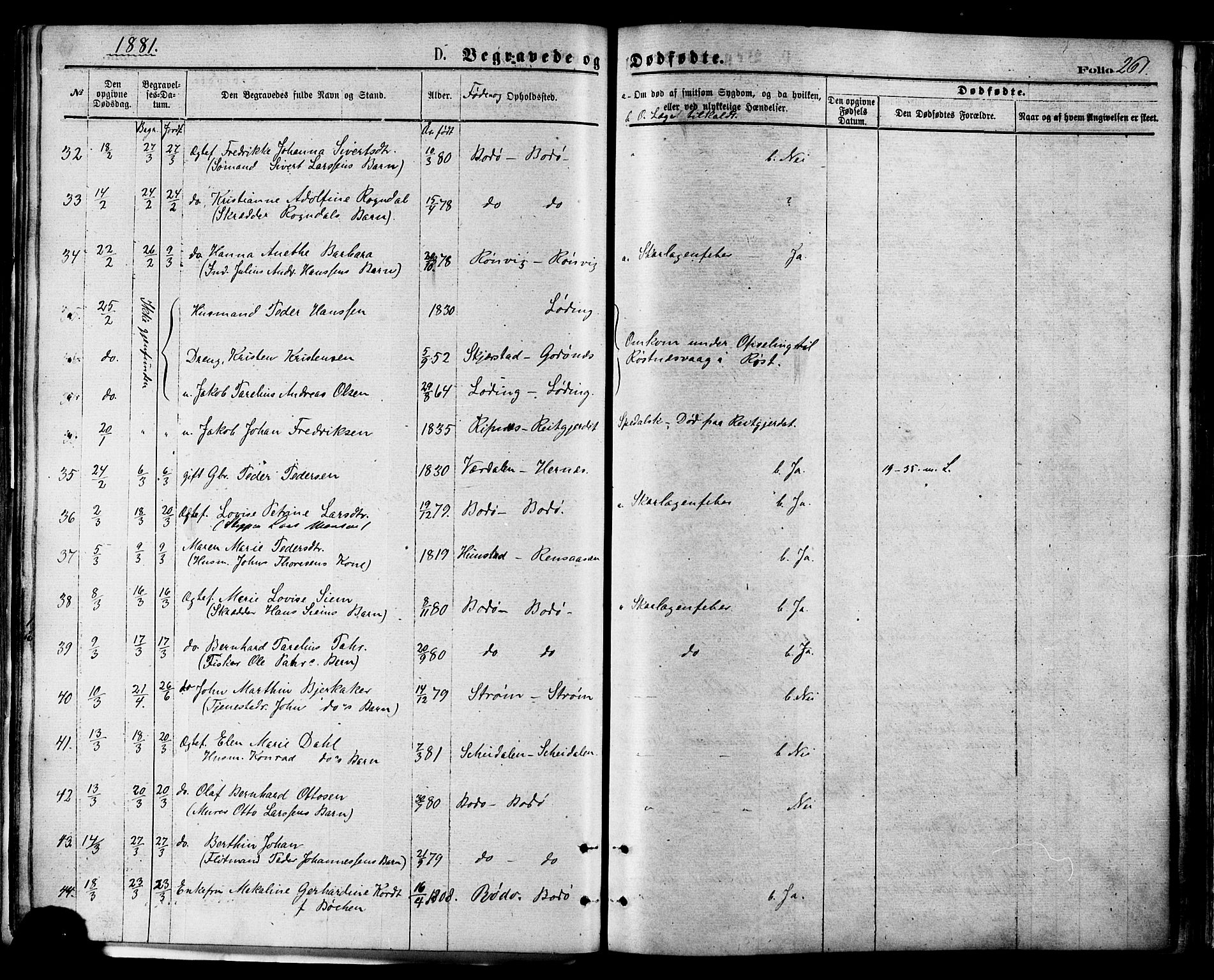 Ministerialprotokoller, klokkerbøker og fødselsregistre - Nordland, AV/SAT-A-1459/801/L0009: Parish register (official) no. 801A09, 1876-1883, p. 261