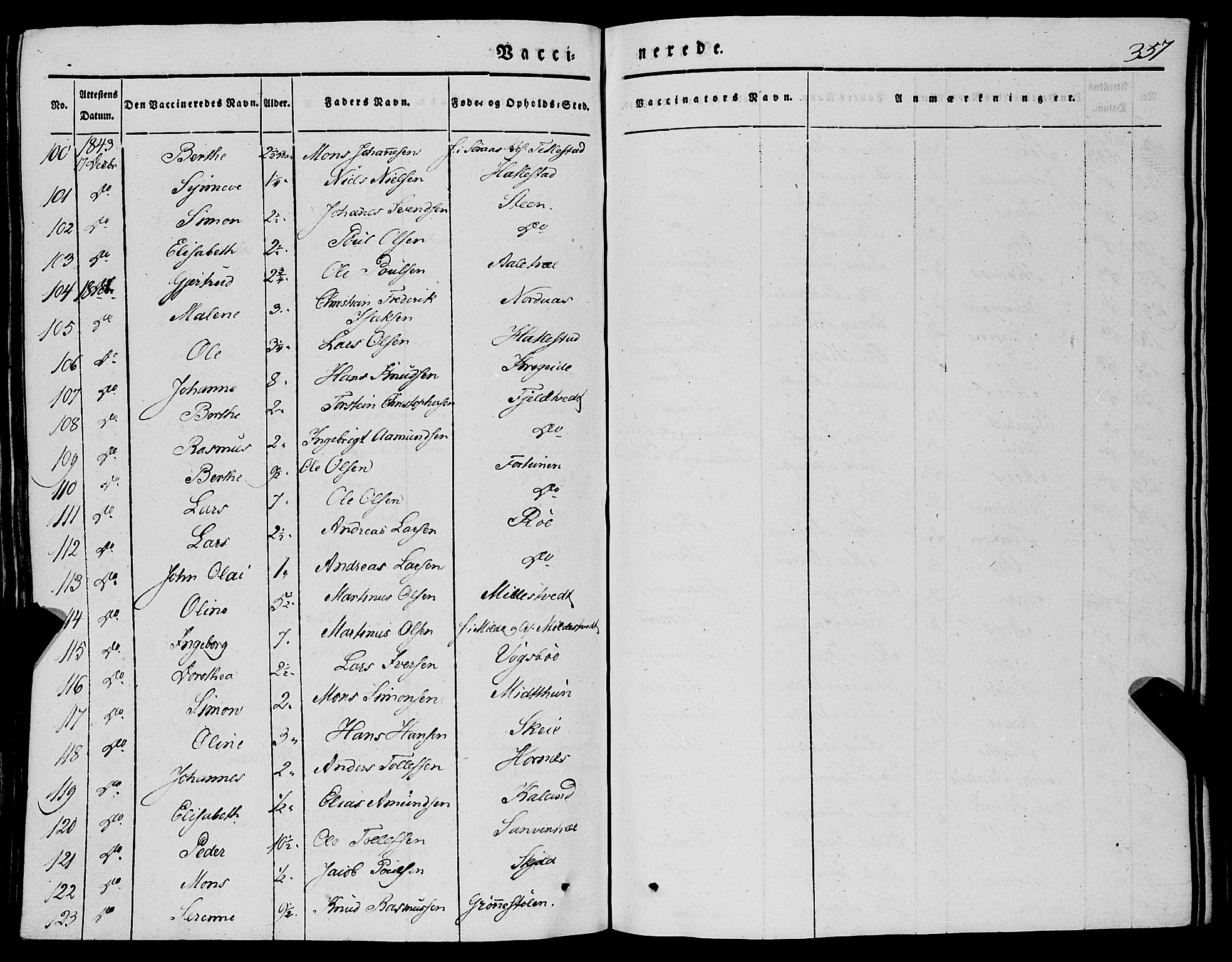 Fana Sokneprestembete, AV/SAB-A-75101/H/Haa/Haaa/L0008: Parish register (official) no. A 8, 1829-1851, p. 357