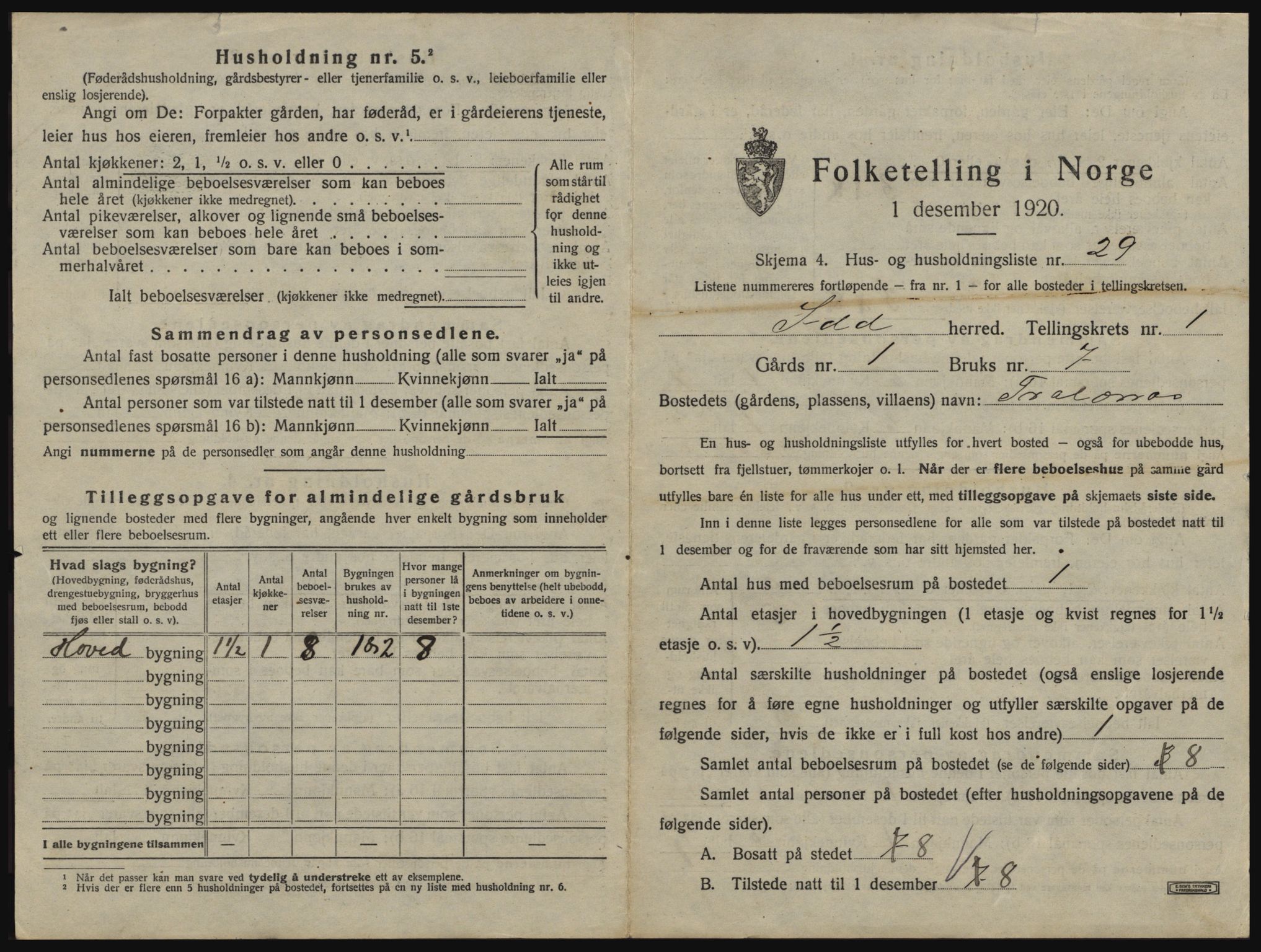 SAO, 1920 census for Idd, 1920, p. 114