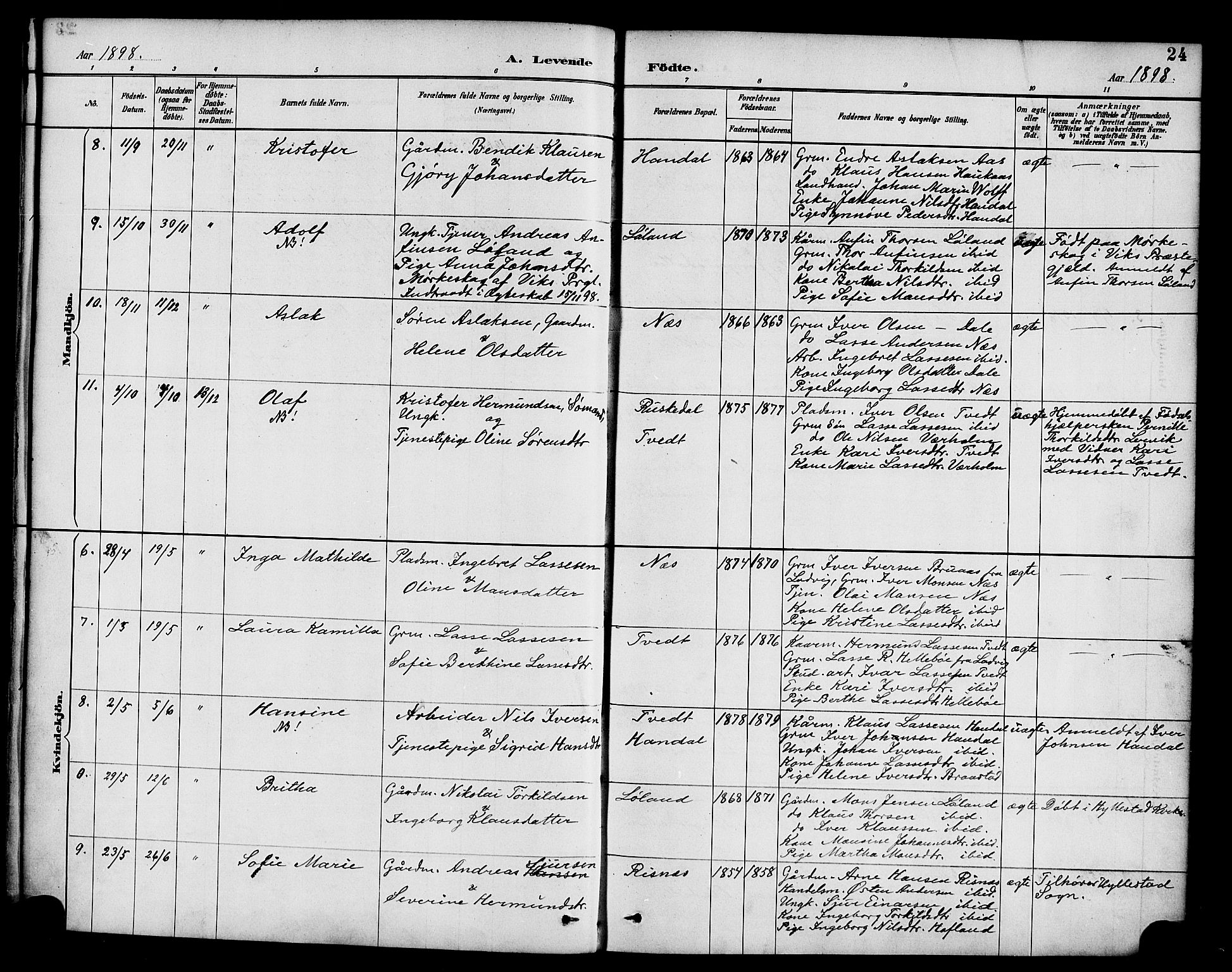 Hyllestad sokneprestembete, SAB/A-80401: Parish register (official) no. C 1, 1886-1904, p. 24