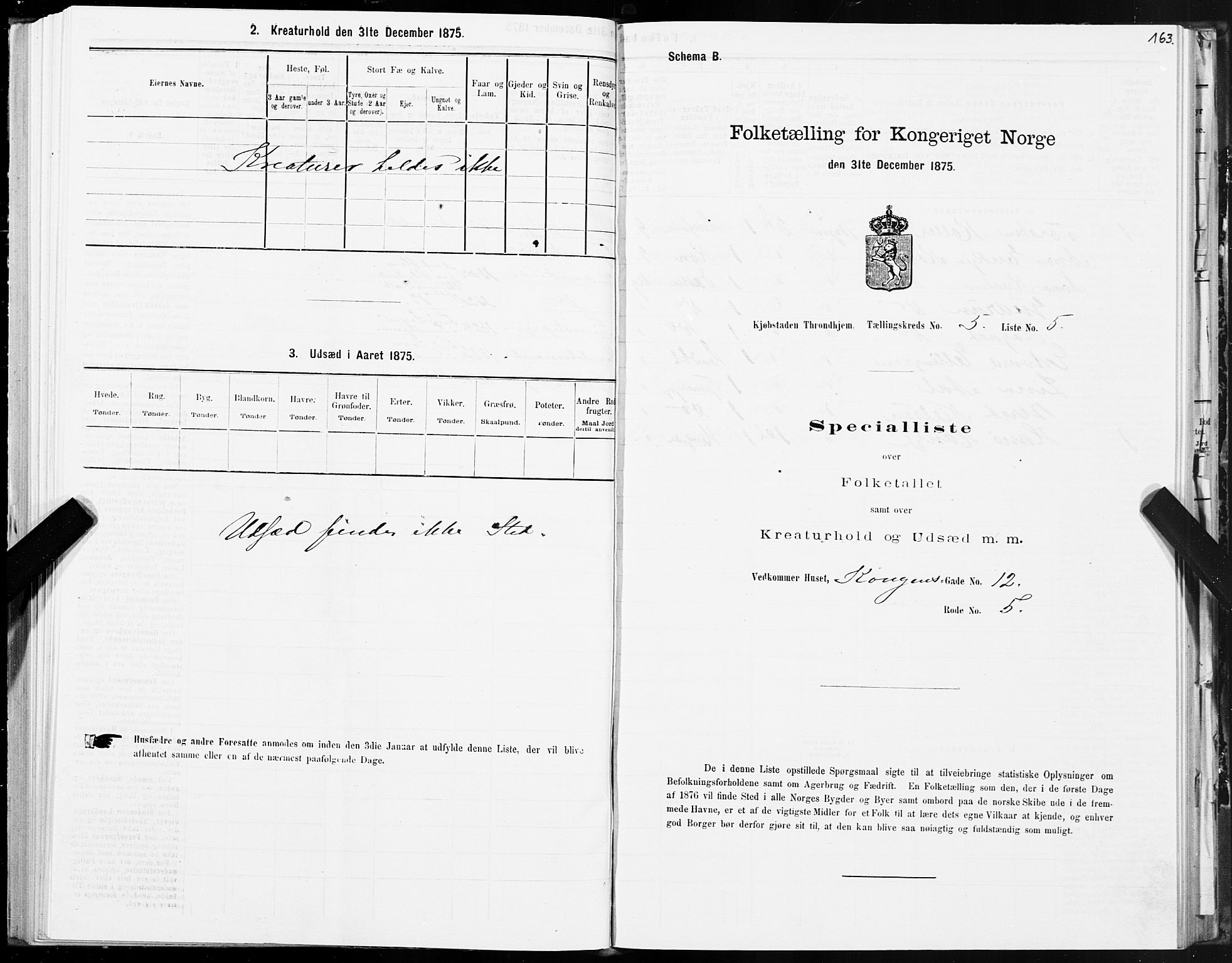 SAT, 1875 census for 1601 Trondheim, 1875, p. 3163