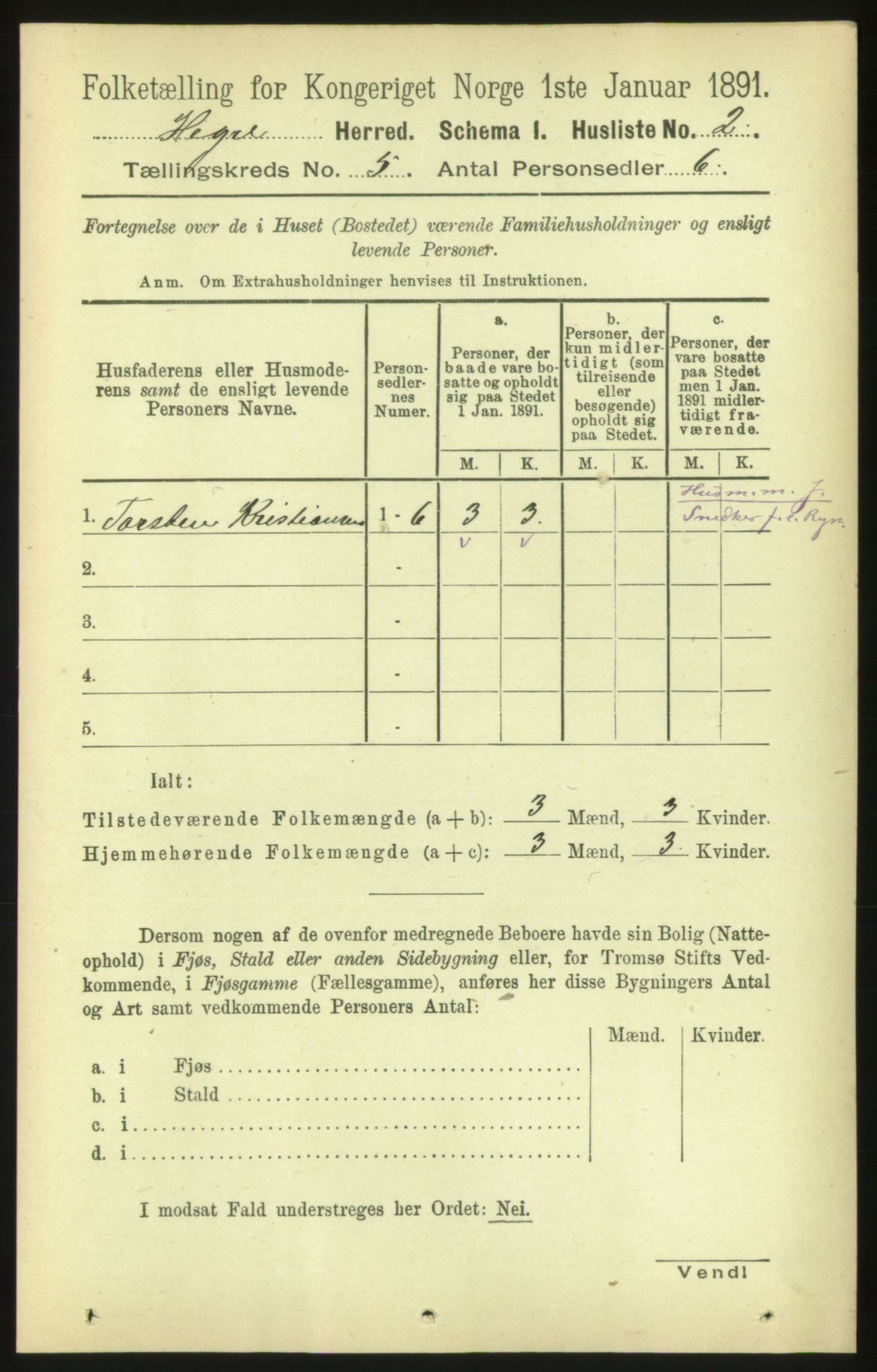 RA, 1891 census for 1712 Hegra, 1891, p. 1959