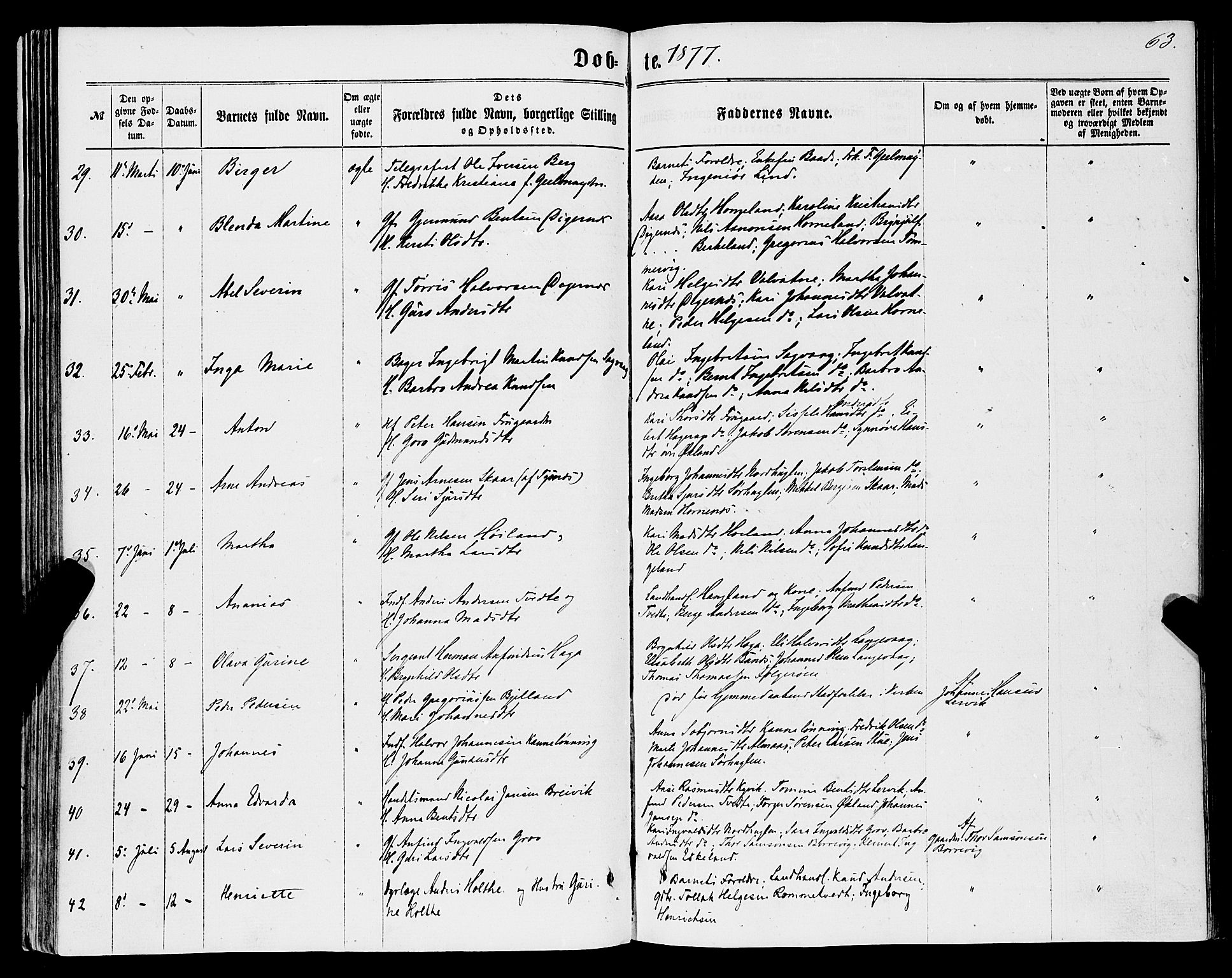 Stord sokneprestembete, AV/SAB-A-78201/H/Haa: Parish register (official) no. B 1, 1862-1877, p. 63