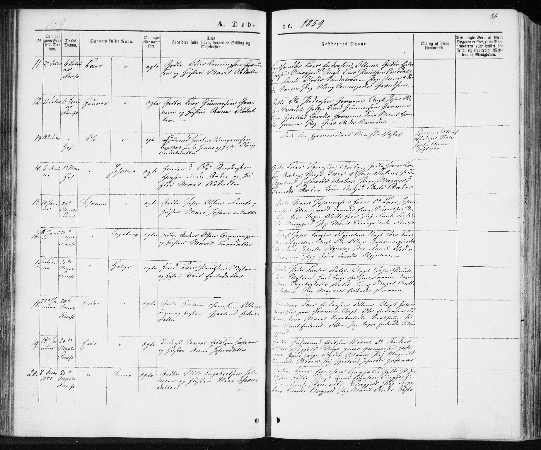 Ministerialprotokoller, klokkerbøker og fødselsregistre - Møre og Romsdal, SAT/A-1454/590/L1013: Parish register (official) no. 590A05, 1847-1877, p. 86