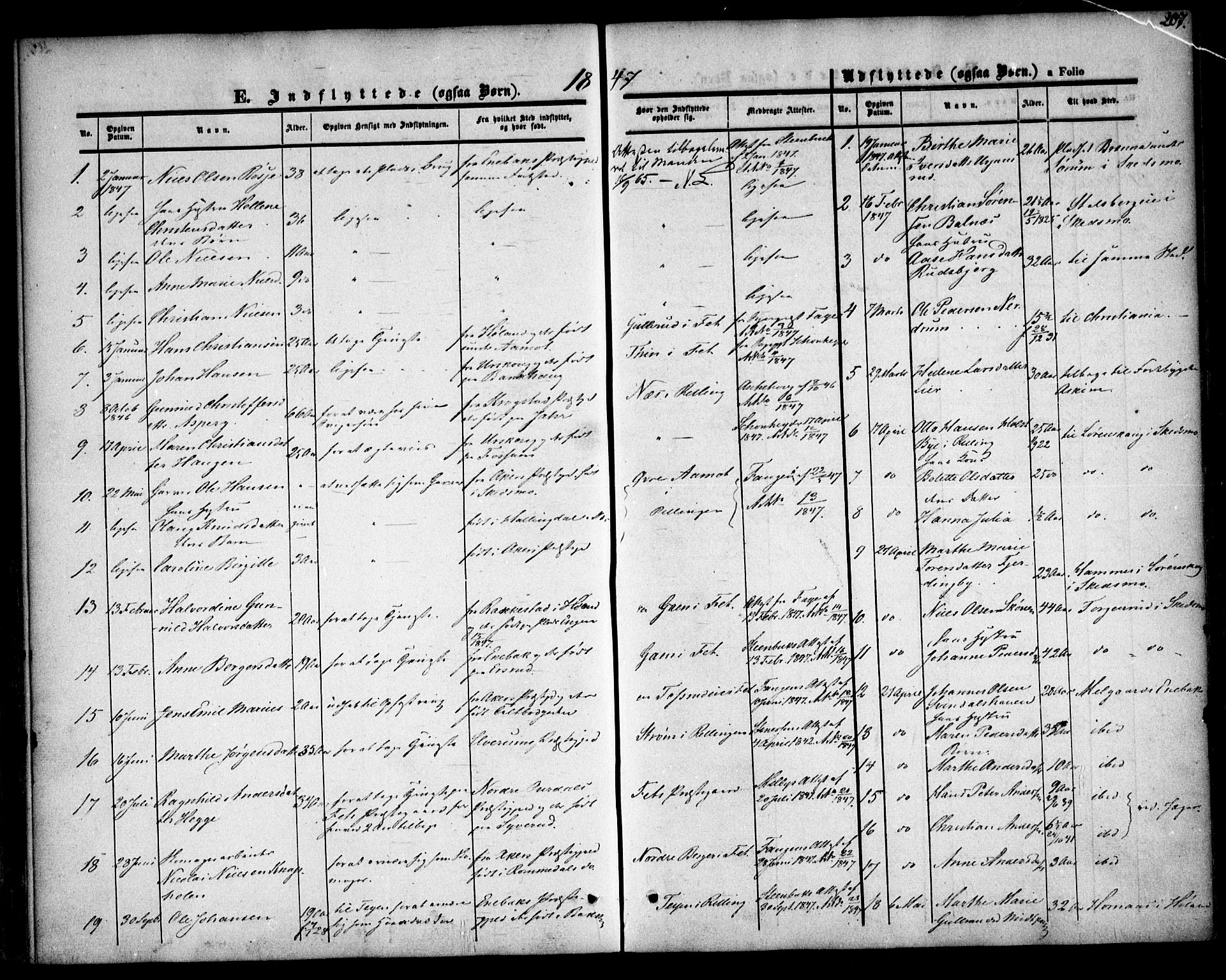 Fet prestekontor Kirkebøker, SAO/A-10370a/F/Fa/L0010: Parish register (official) no. I 10, 1847-1859, p. 207