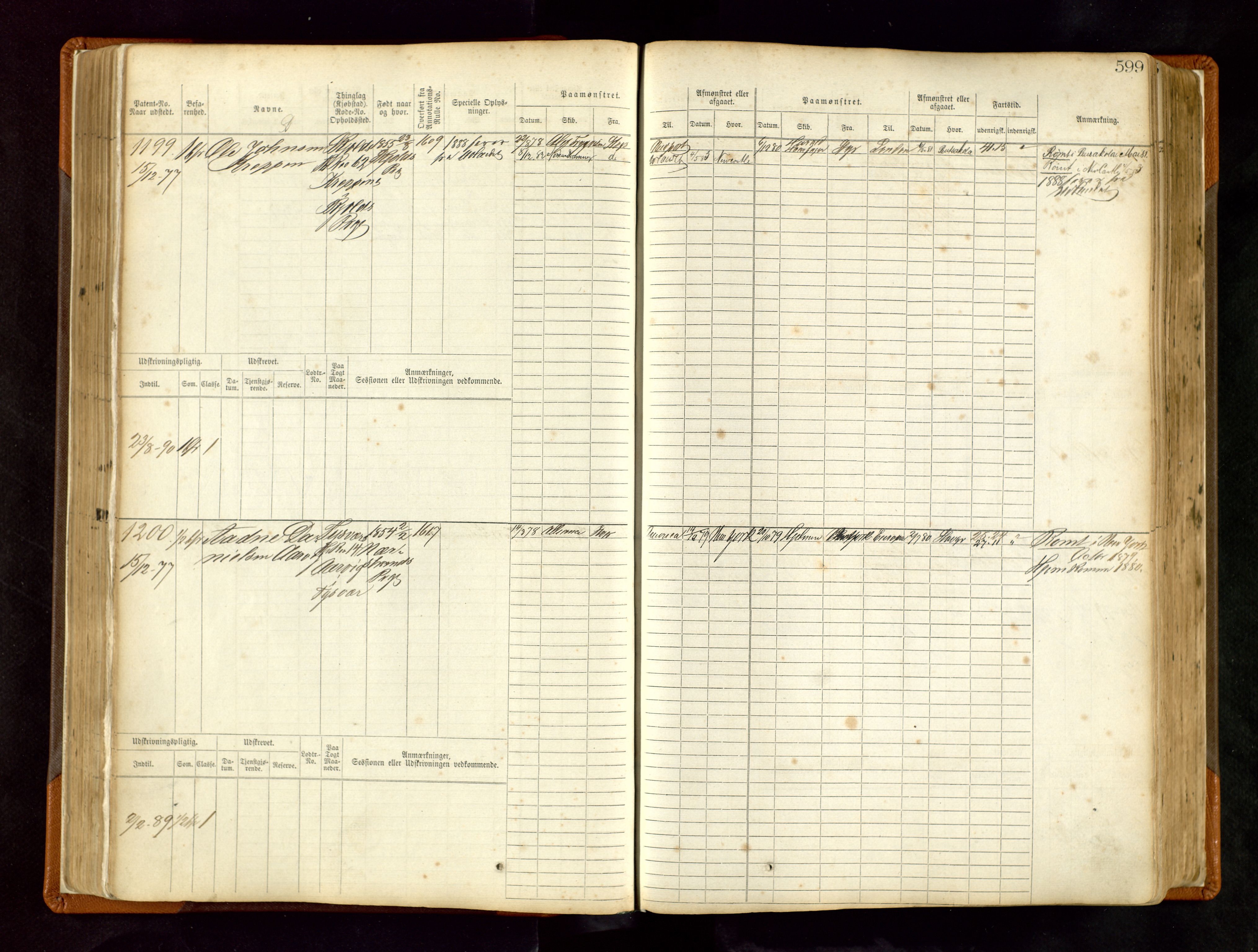 Haugesund sjømannskontor, AV/SAST-A-102007/F/Fb/Fbb/L0004: Sjøfartsrulle Haugesund krets nr. 1-1922, 1868-1948, p. 599