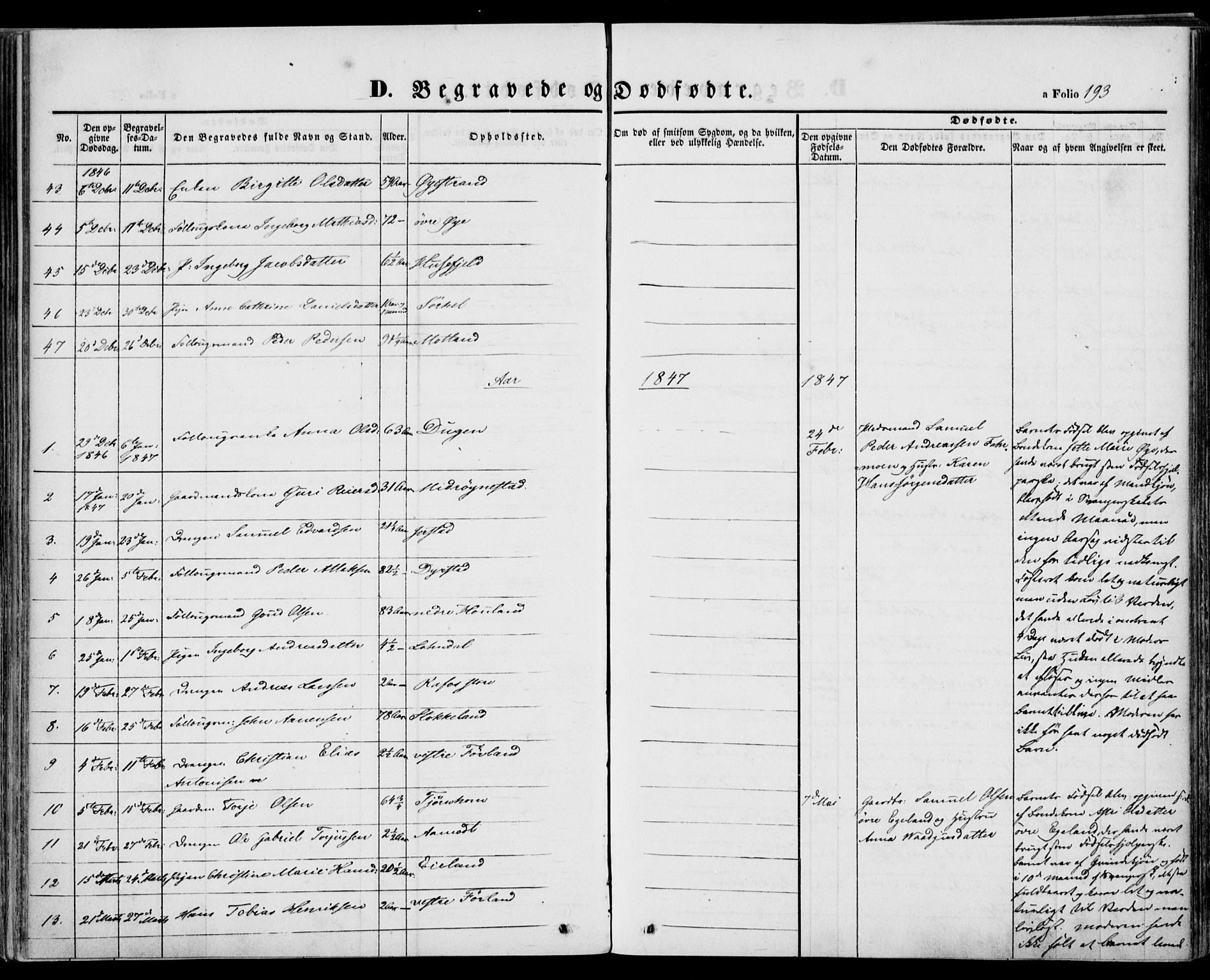 Kvinesdal sokneprestkontor, AV/SAK-1111-0026/F/Fa/Fab/L0005: Parish register (official) no. A 5, 1844-1857, p. 193