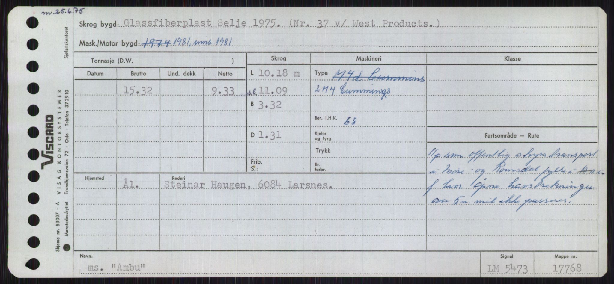 Sjøfartsdirektoratet med forløpere, Skipsmålingen, AV/RA-S-1627/H/Ha/L0001/0001: Fartøy, A-Eig / Fartøy A-Bjøn, p. 177