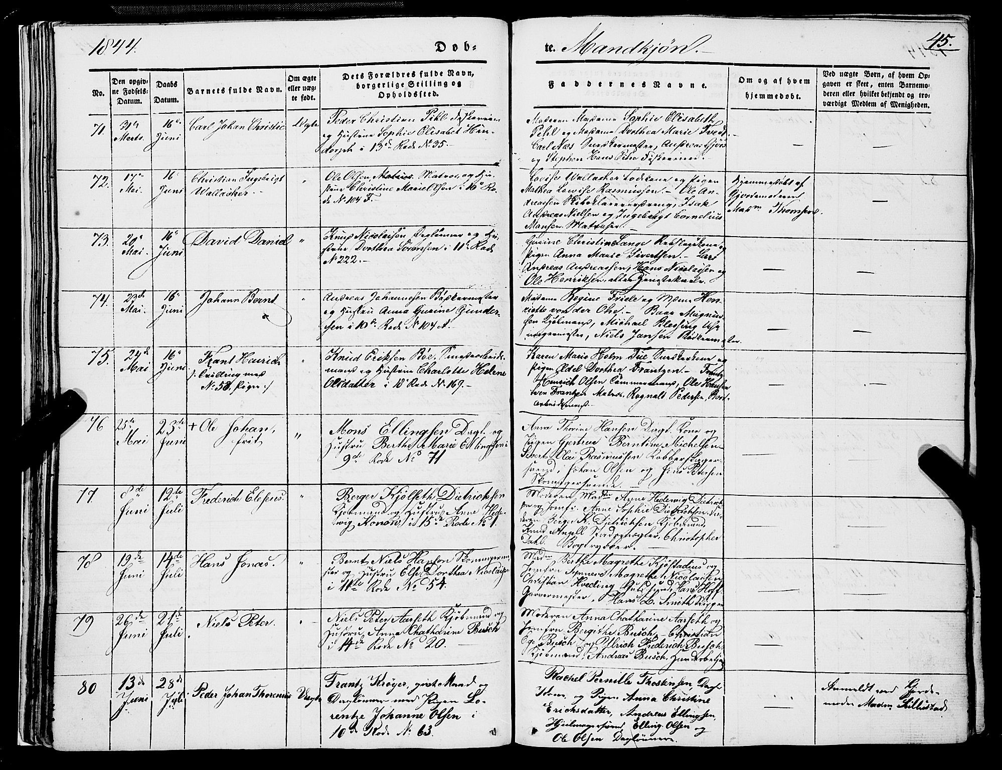 Domkirken sokneprestembete, AV/SAB-A-74801/H/Haa/L0019: Parish register (official) no. B 2, 1841-1851, p. 45