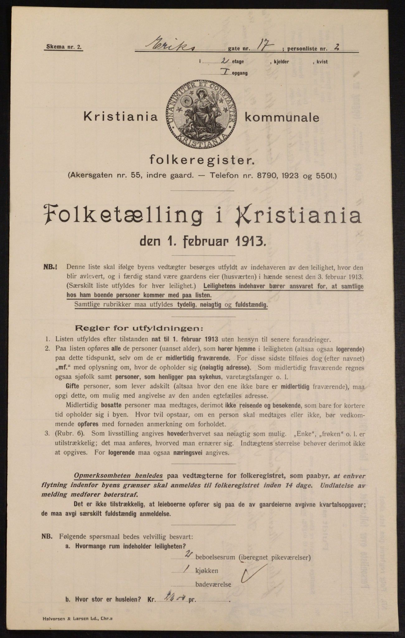 OBA, Municipal Census 1913 for Kristiania, 1913, p. 20192