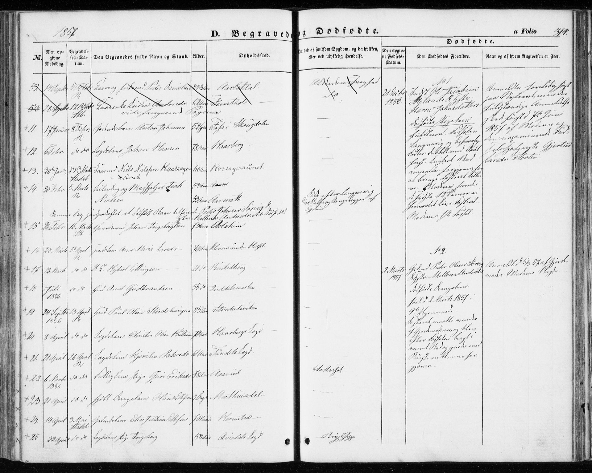 Ministerialprotokoller, klokkerbøker og fødselsregistre - Sør-Trøndelag, SAT/A-1456/646/L0611: Parish register (official) no. 646A09, 1848-1857, p. 314