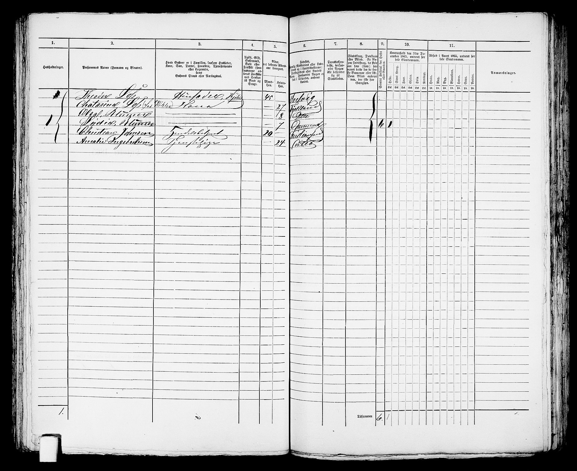 RA, 1865 census for Kristiansand, 1865, p. 1922