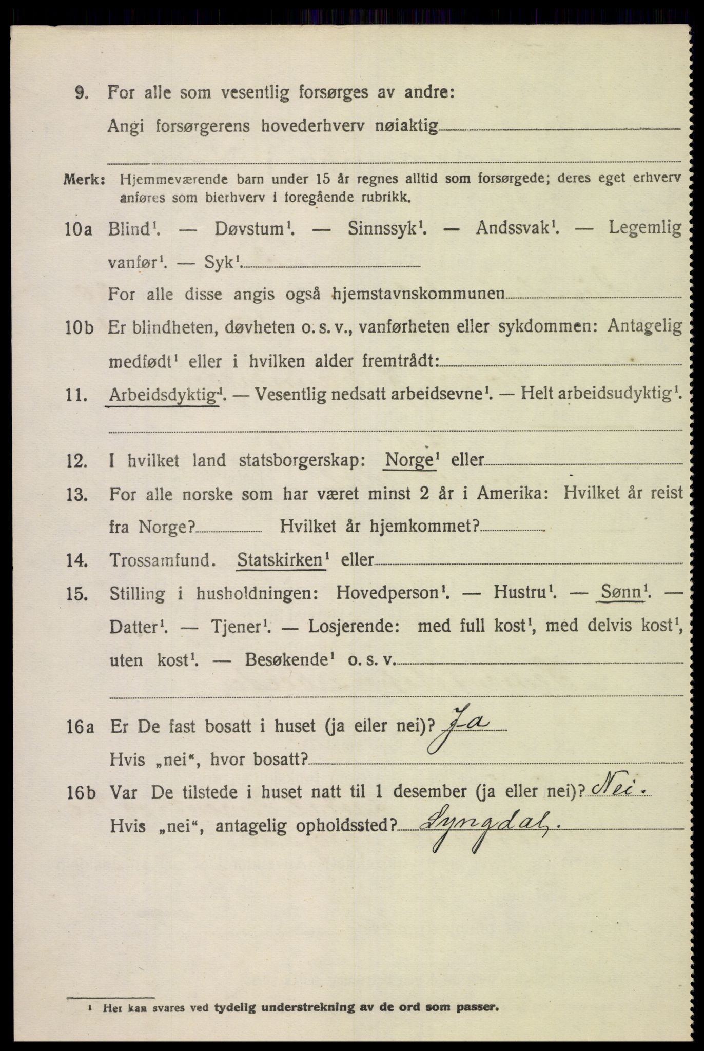 SAK, 1920 census for Sør-Audnedal, 1920, p. 6918