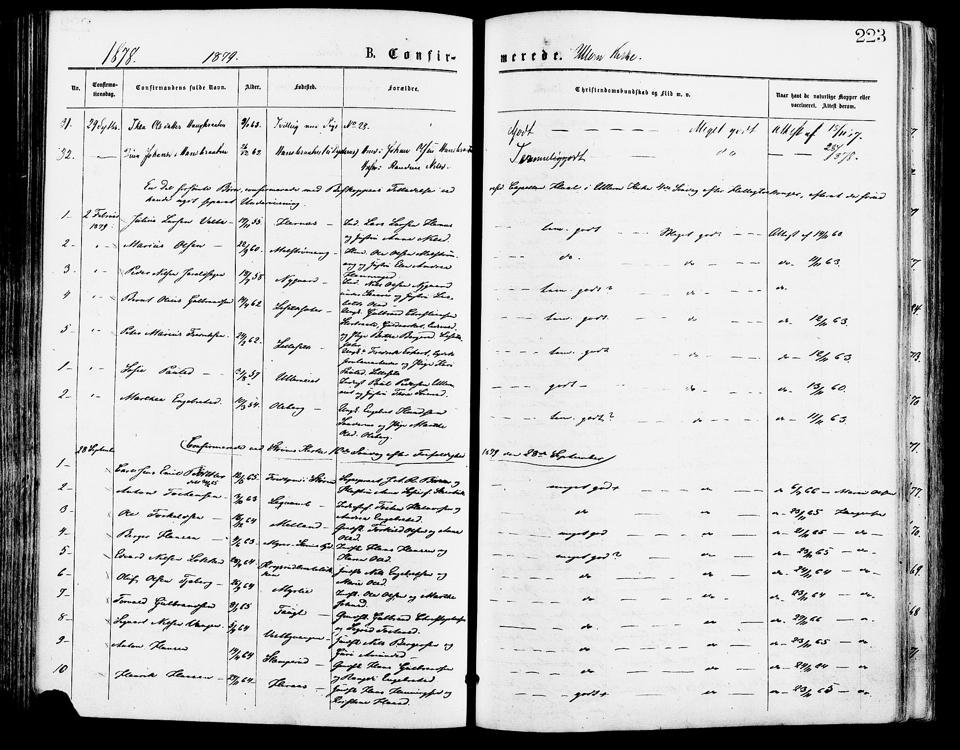 Sør-Odal prestekontor, SAH/PREST-030/H/Ha/Haa/L0005: Parish register (official) no. 5, 1876-1885, p. 223