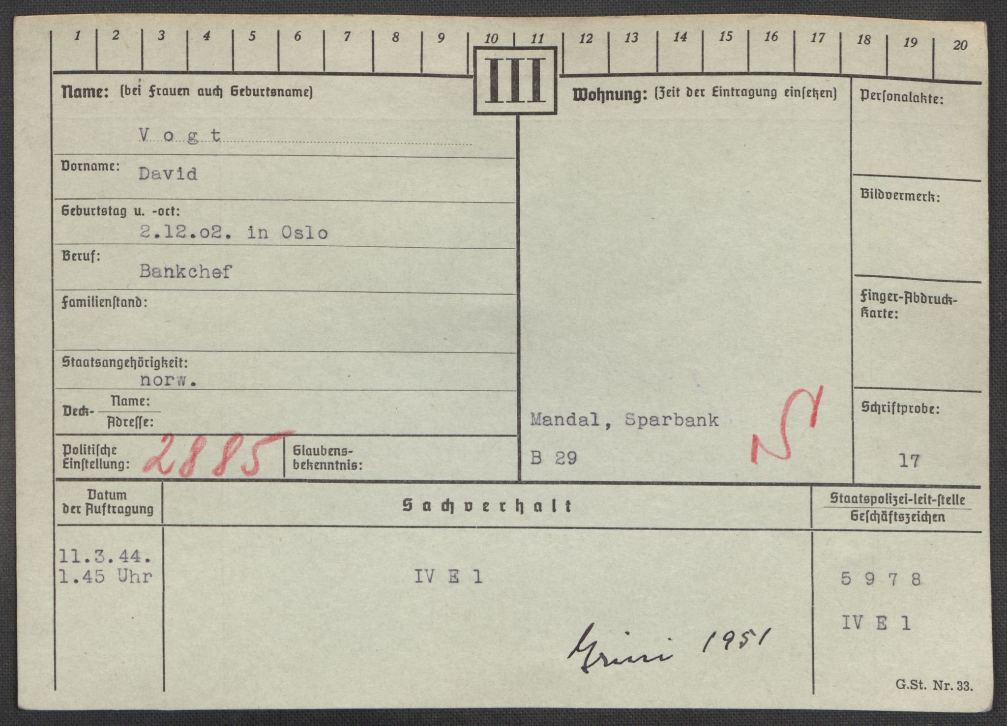 Befehlshaber der Sicherheitspolizei und des SD, RA/RAFA-5969/E/Ea/Eaa/L0010: Register over norske fanger i Møllergata 19: Sø-Å, 1940-1945, p. 790