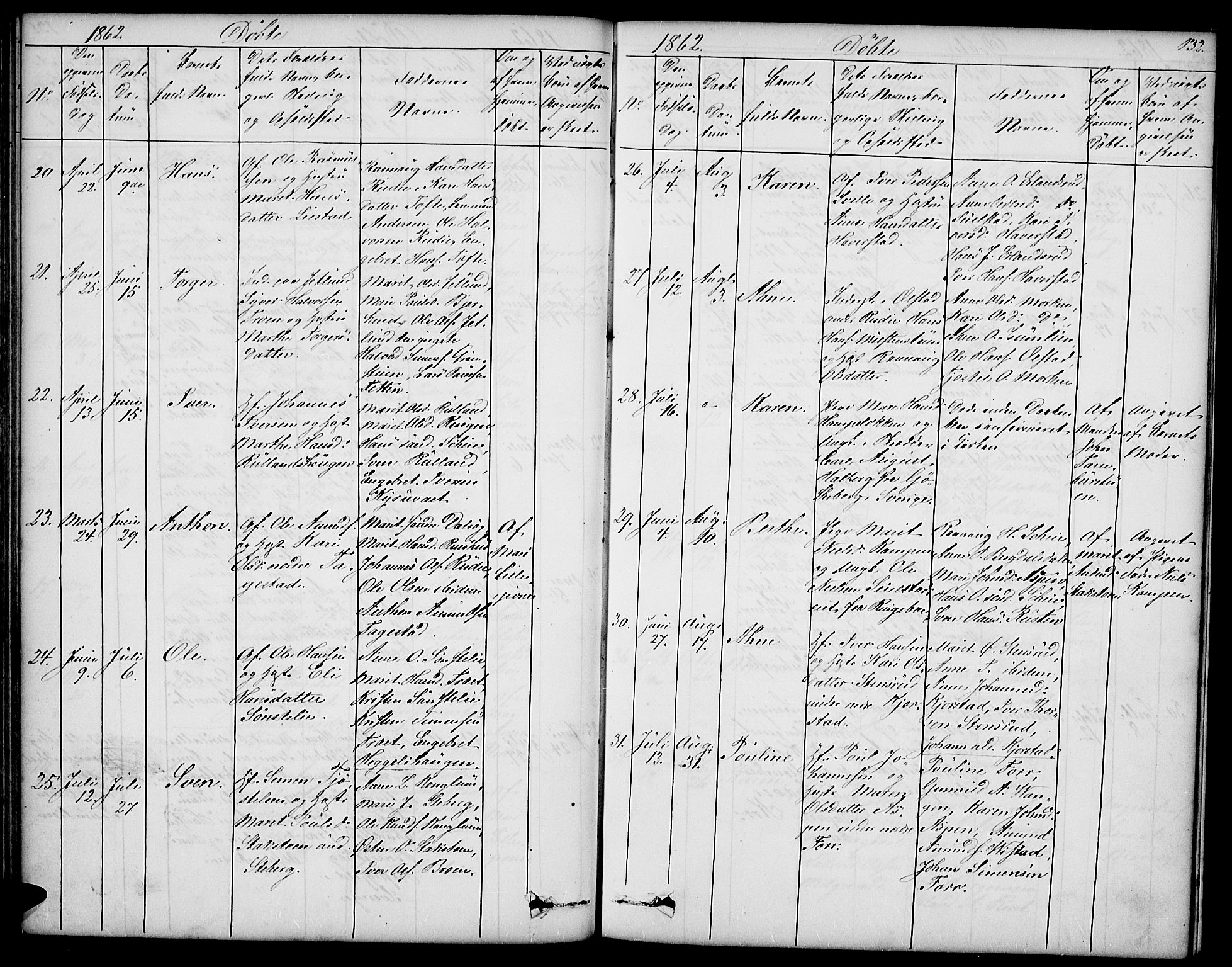 Sør-Fron prestekontor, AV/SAH-PREST-010/H/Ha/Hab/L0001: Parish register (copy) no. 1, 1844-1863, p. 132