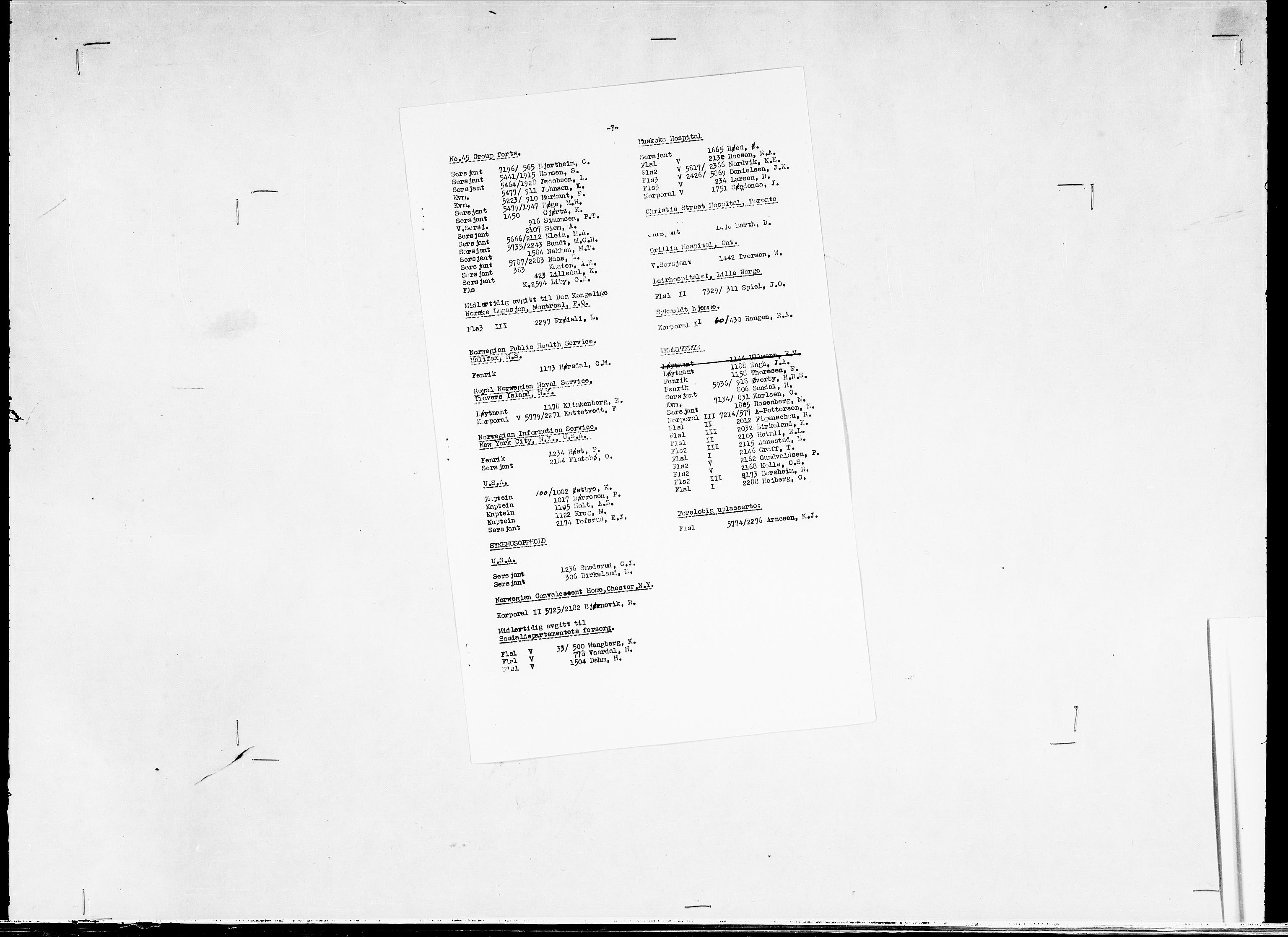 Forsvaret, Flyvåpnenes treningsleir 1940-1945, RA/RAFA-3974/V/L0038: Ekspedisjonskontoret. 8. Personellkontoret, 1940-1945