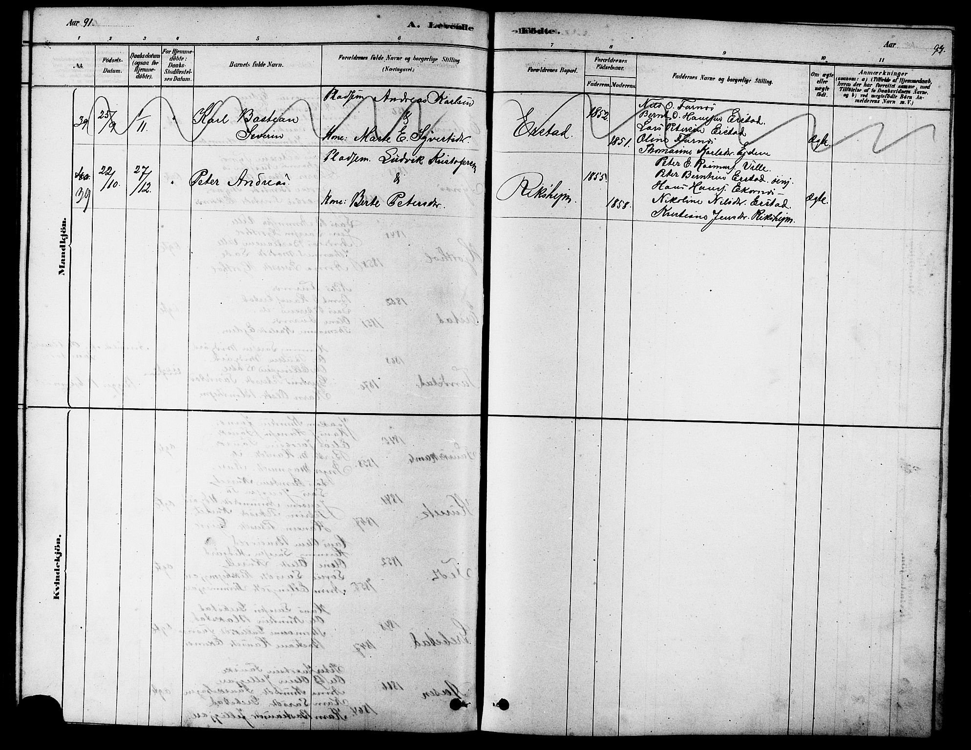 Ministerialprotokoller, klokkerbøker og fødselsregistre - Møre og Romsdal, AV/SAT-A-1454/523/L0339: Parish register (copy) no. 523C02, 1878-1891, p. 93