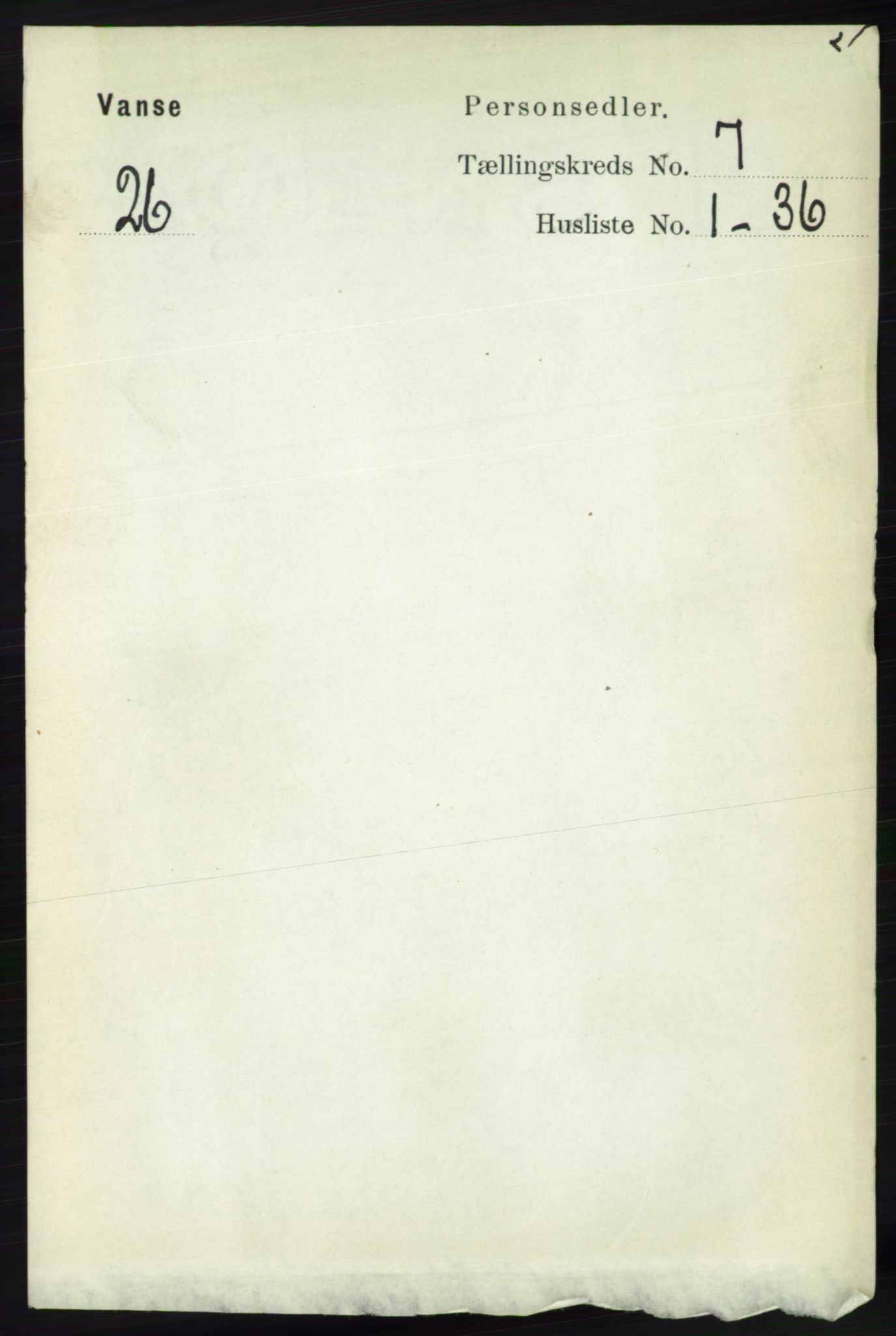 RA, 1891 census for 1041 Vanse, 1891, p. 4088