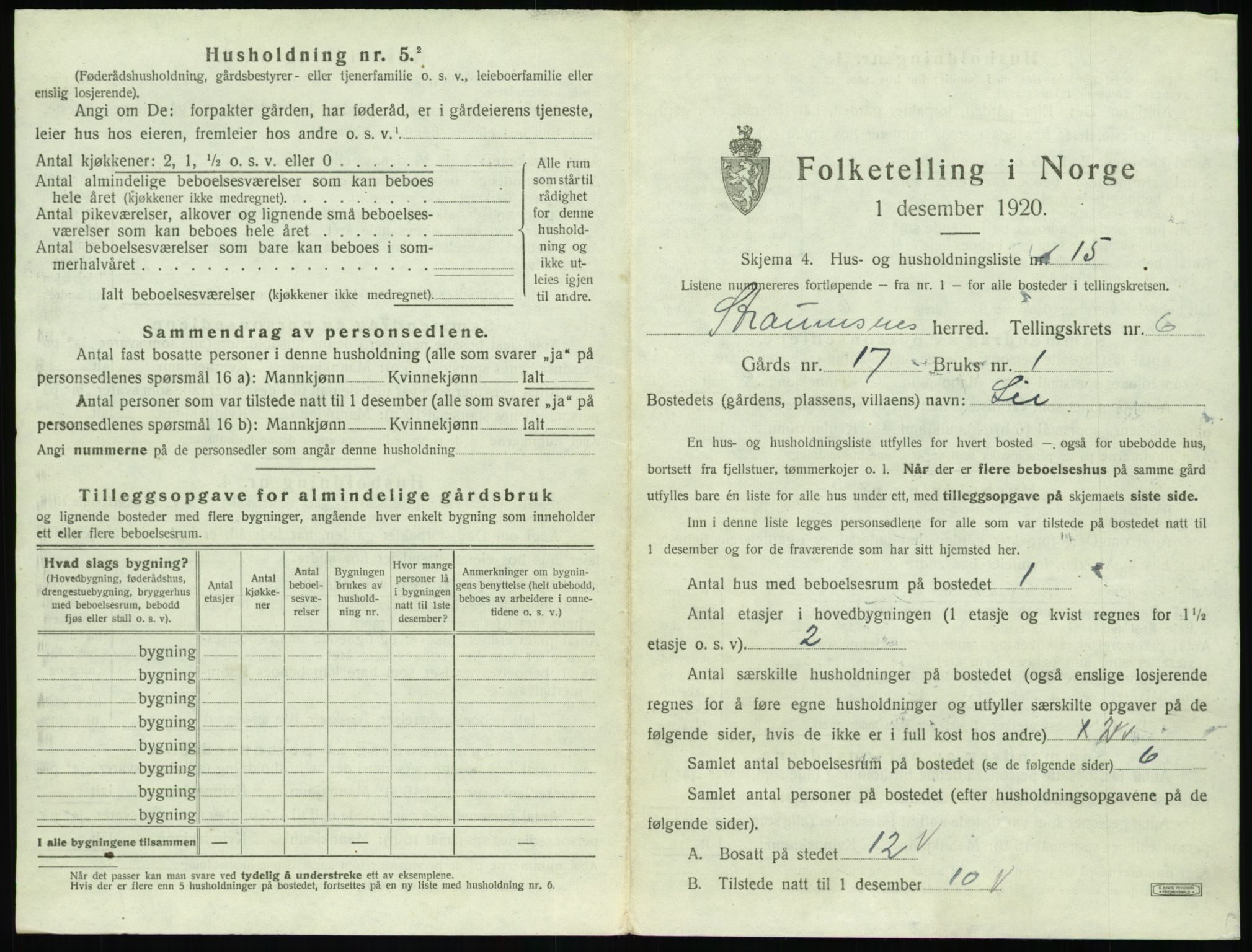 SAT, 1920 census for Straumsnes, 1920, p. 403