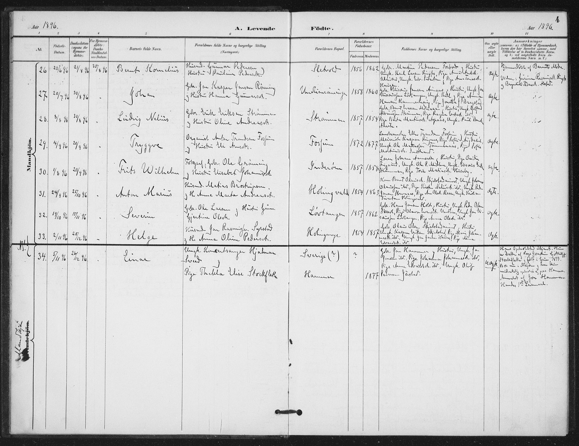 Ministerialprotokoller, klokkerbøker og fødselsregistre - Nord-Trøndelag, AV/SAT-A-1458/714/L0131: Parish register (official) no. 714A02, 1896-1918, p. 4