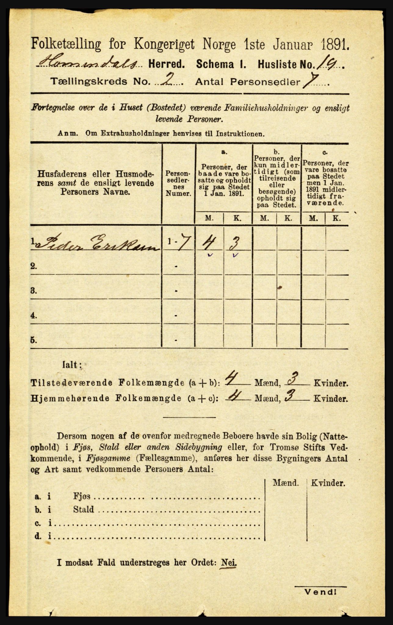 RA, 1891 census for 1444 Hornindal, 1891, p. 317