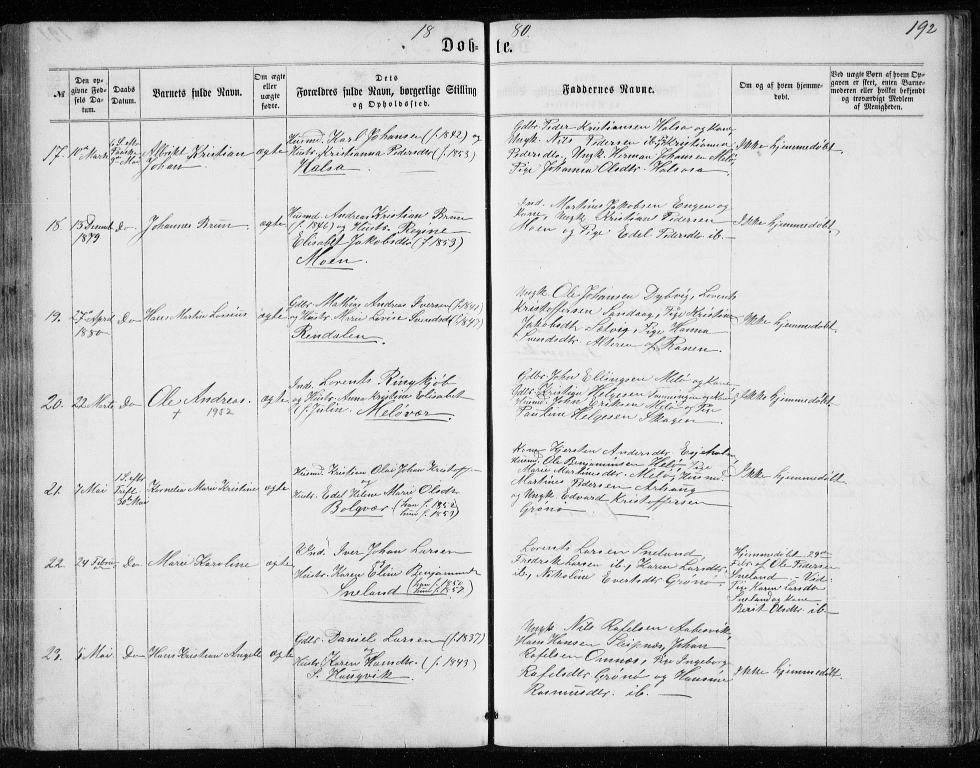 Ministerialprotokoller, klokkerbøker og fødselsregistre - Nordland, SAT/A-1459/843/L0634: Parish register (copy) no. 843C03, 1860-1884, p. 192