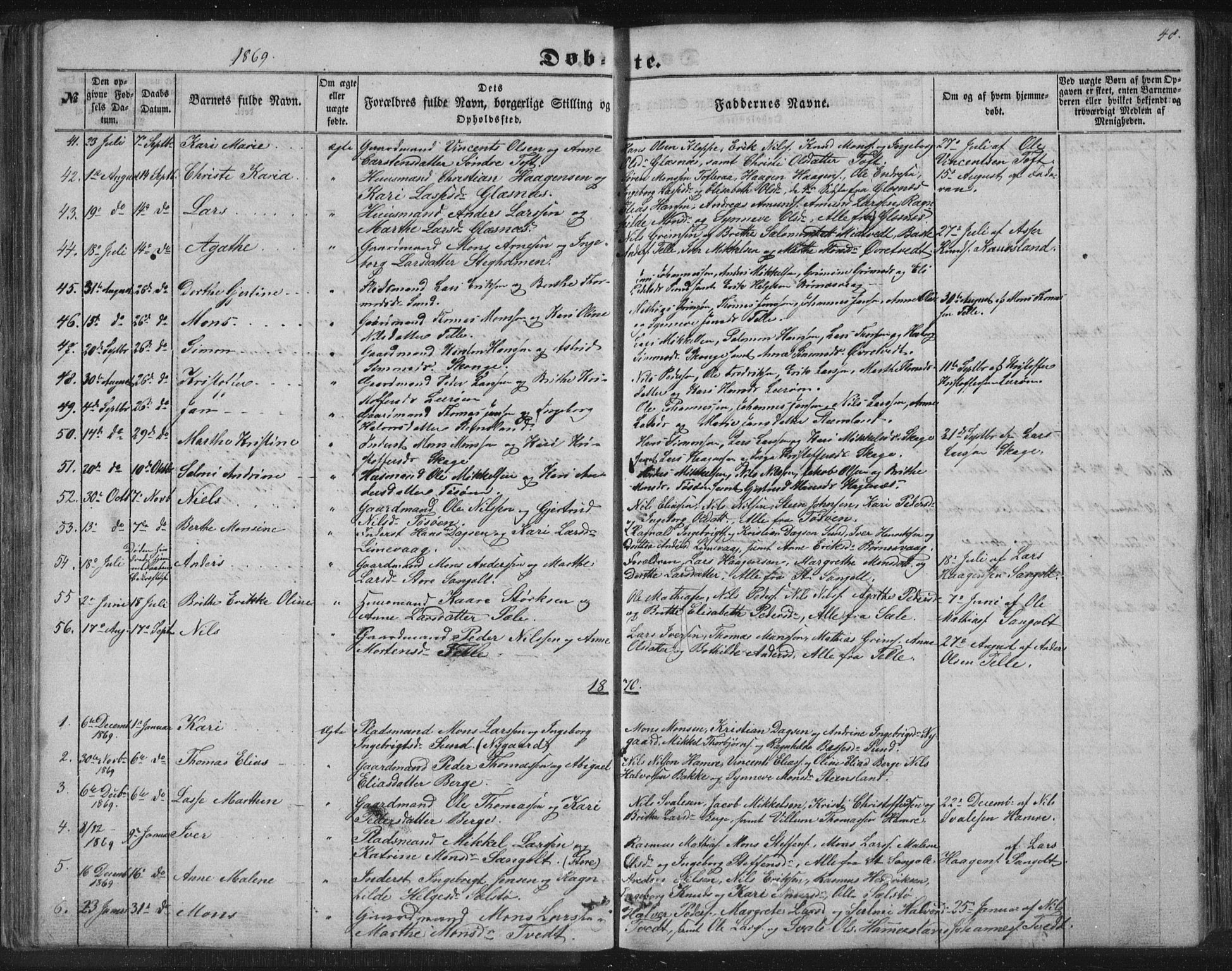 Sund sokneprestembete, SAB/A-99930: Parish register (copy) no. B 1, 1852-1873, p. 48