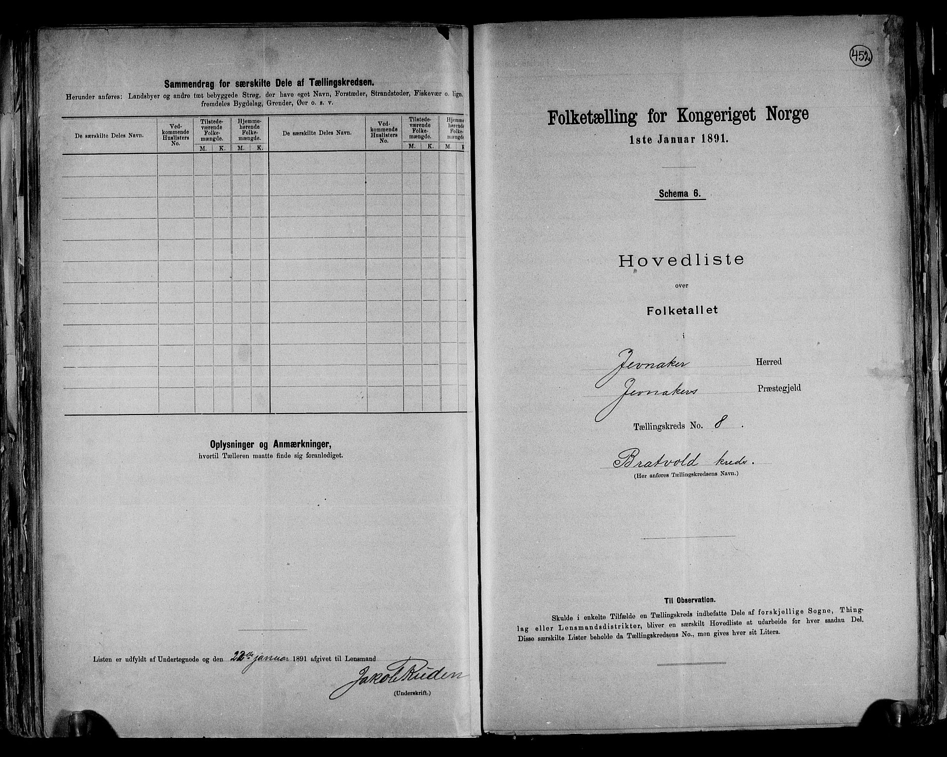 RA, 1891 census for 0532 Jevnaker, 1891, p. 22