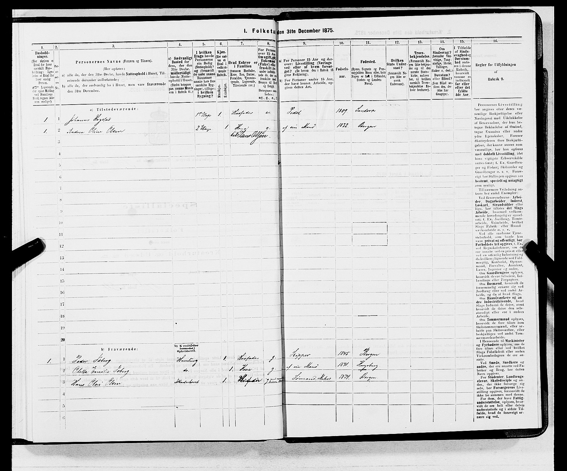 SAB, 1875 census for 1301 Bergen, 1875, p. 3867