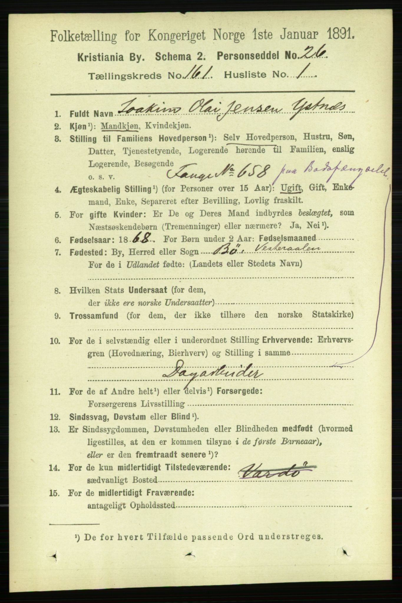 RA, 1891 census for 0301 Kristiania, 1891, p. 91444