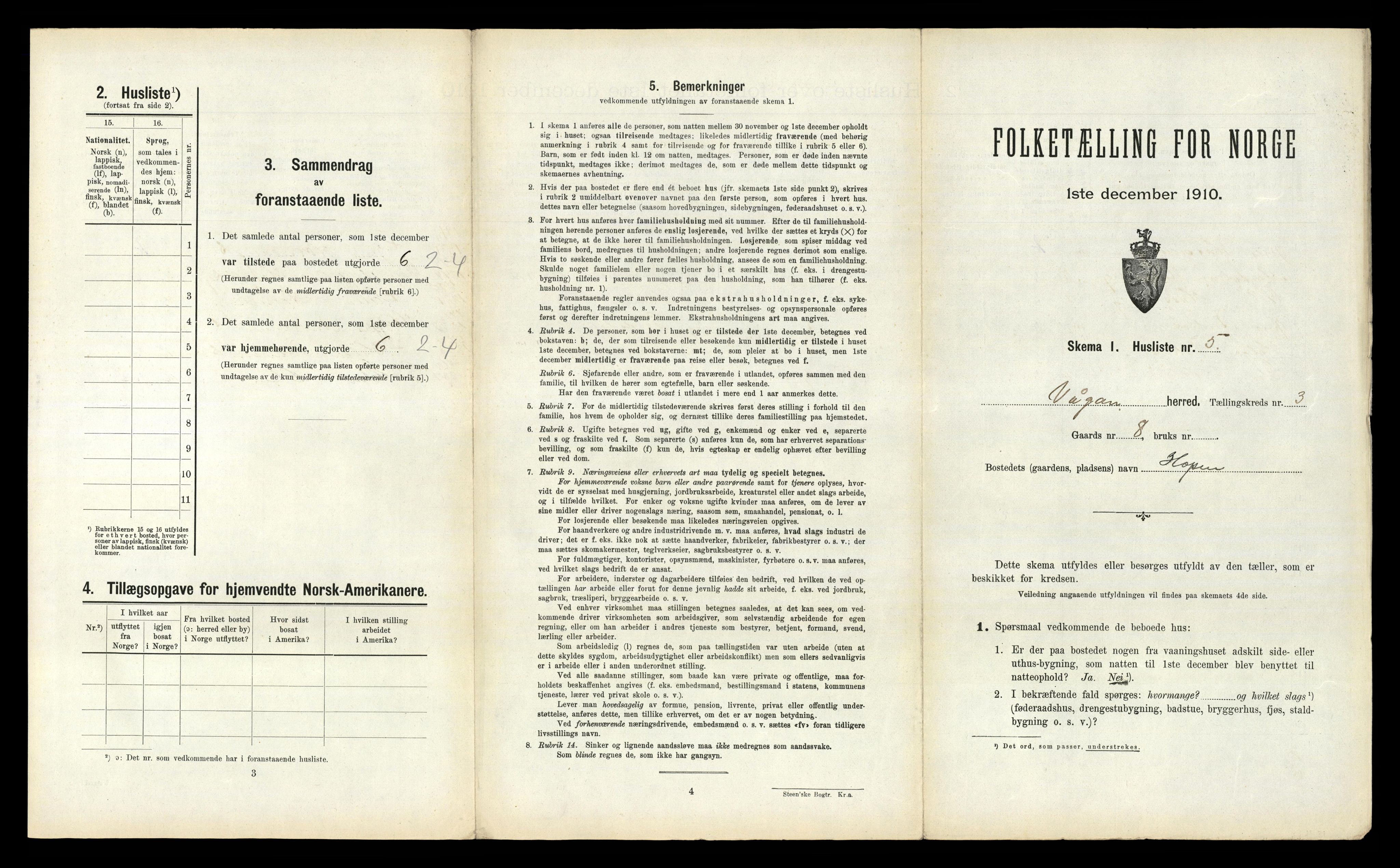 RA, 1910 census for Vågan, 1910, p. 275