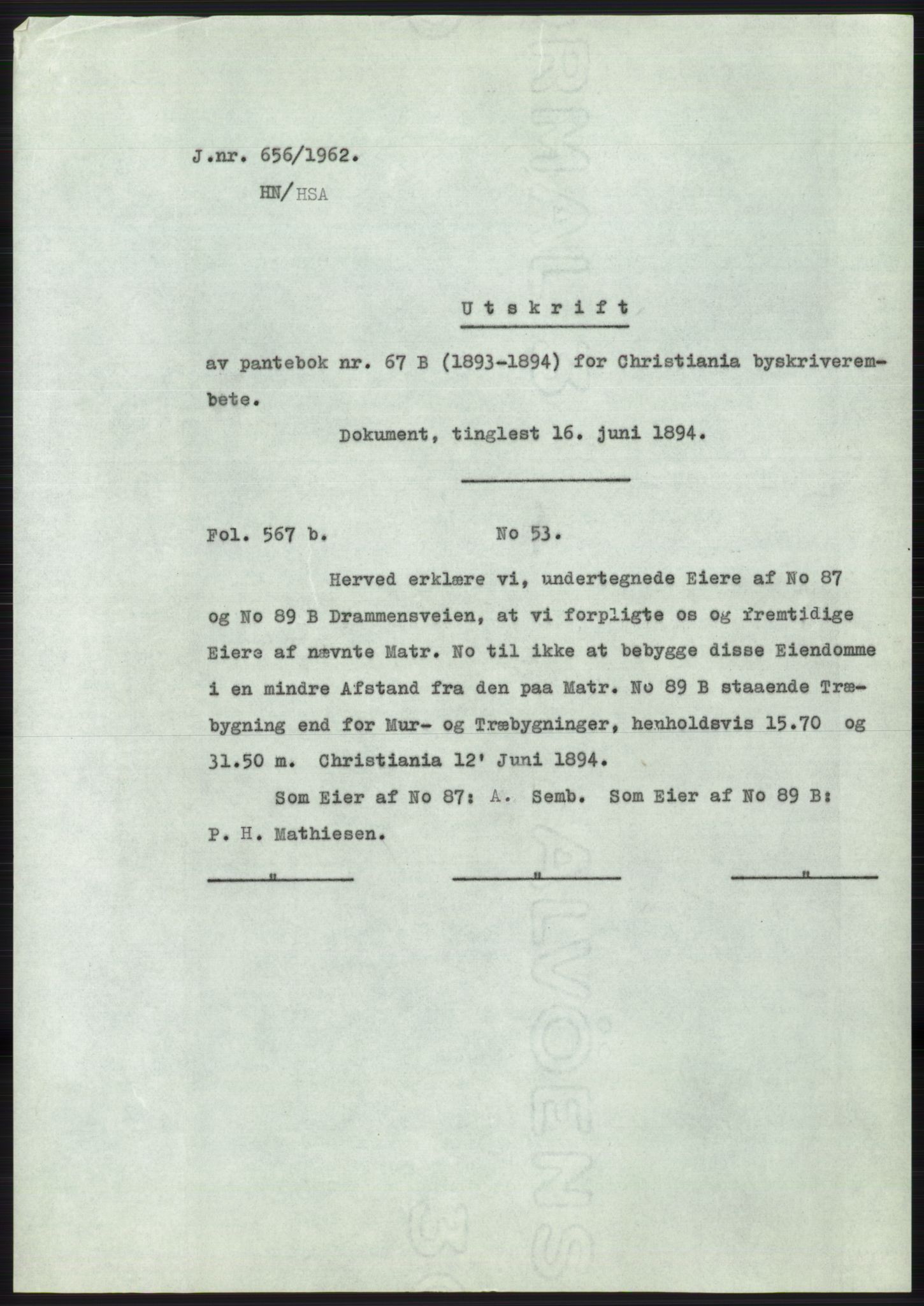 Statsarkivet i Oslo, AV/SAO-A-10621/Z/Zd/L0015: Avskrifter, j.nr 2-699/1962, 1962, p. 379