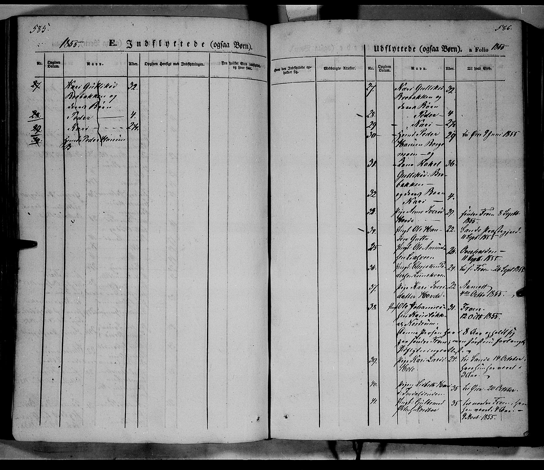 Ringebu prestekontor, SAH/PREST-082/H/Ha/Haa/L0006: Parish register (official) no. 6, 1848-1859, p. 585-586