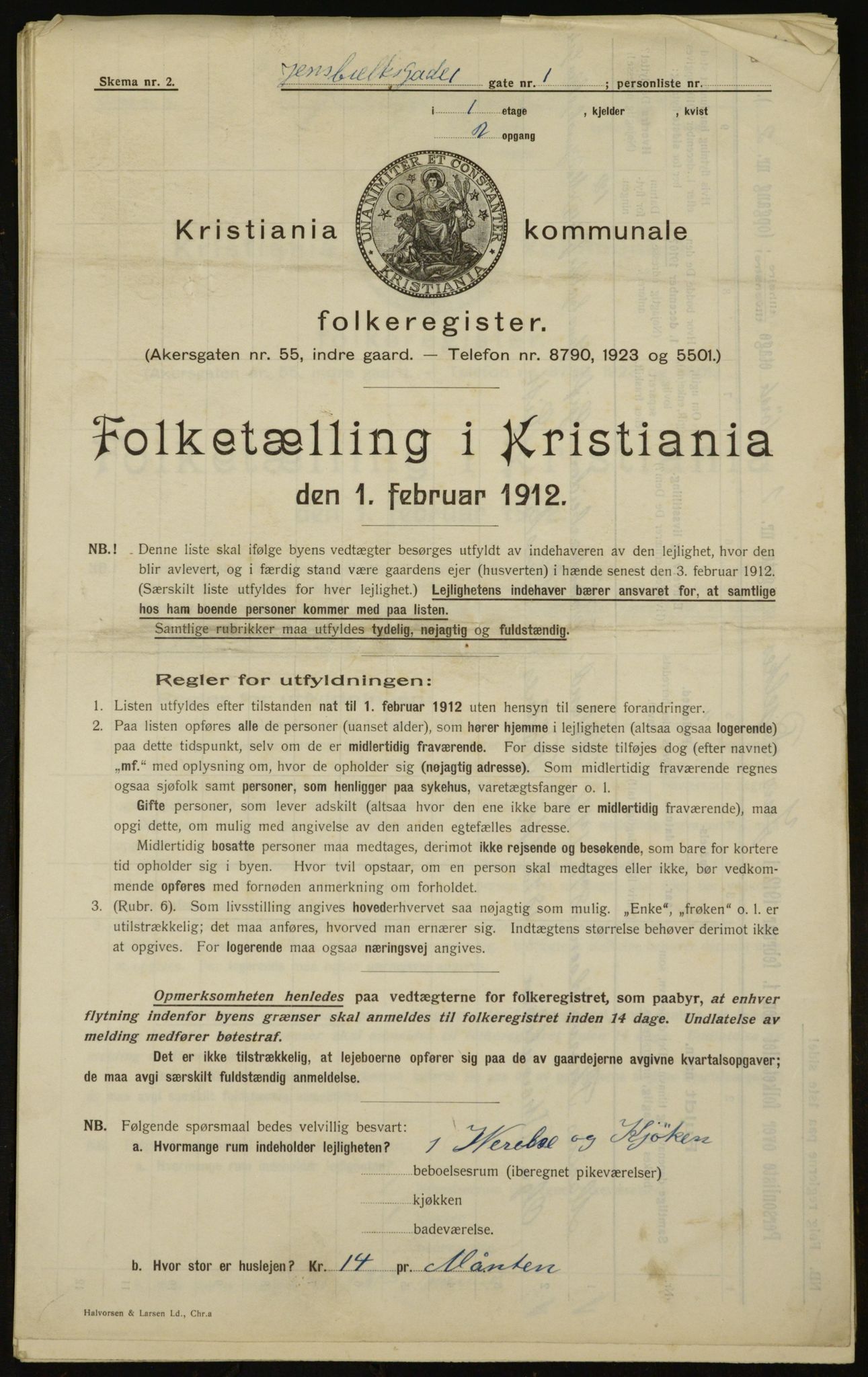 OBA, Municipal Census 1912 for Kristiania, 1912, p. 45758