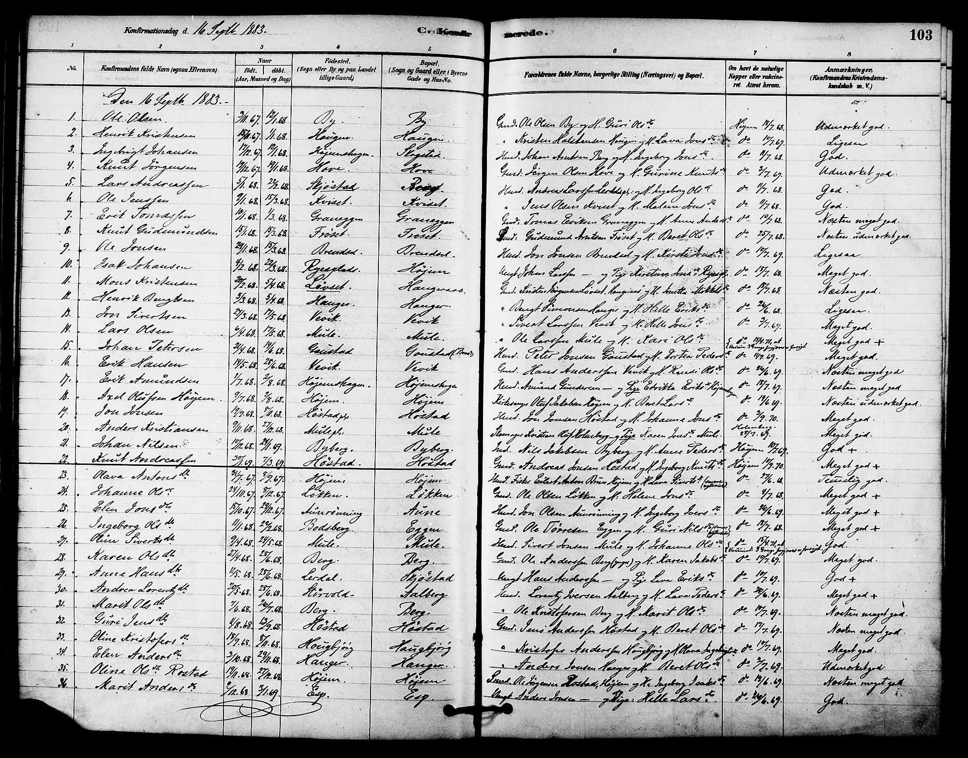 Ministerialprotokoller, klokkerbøker og fødselsregistre - Sør-Trøndelag, AV/SAT-A-1456/612/L0378: Parish register (official) no. 612A10, 1878-1897, p. 103