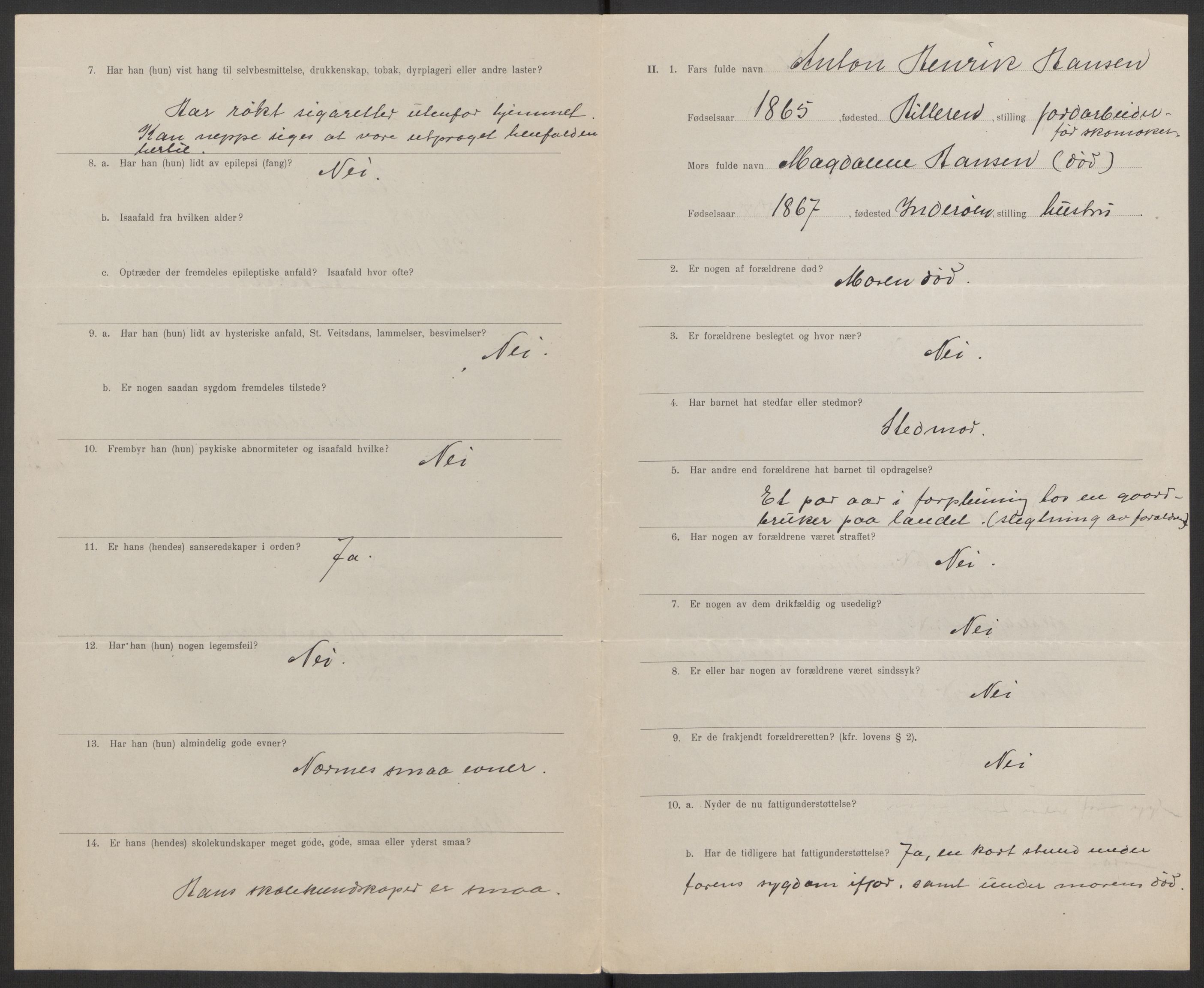 Falstad skolehjem, RA/S-1676/E/Eb/L0011: Elevmapper løpenr.. 240-260, 1911-1918, p. 331