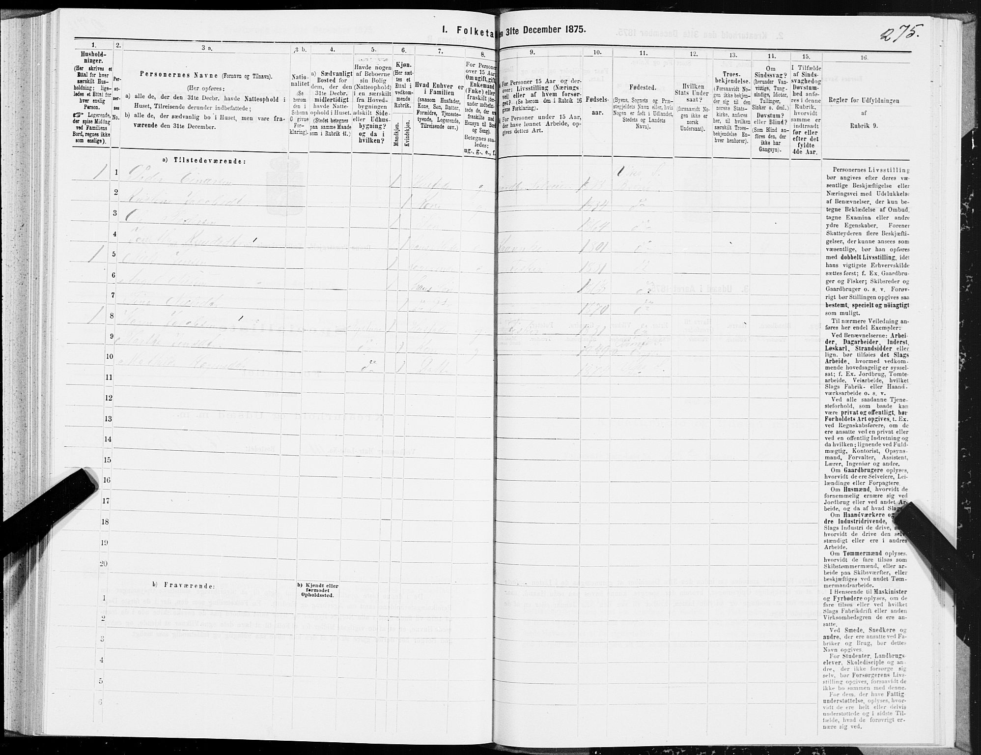 SAT, 1875 census for 1814P Brønnøy, 1875, p. 2275