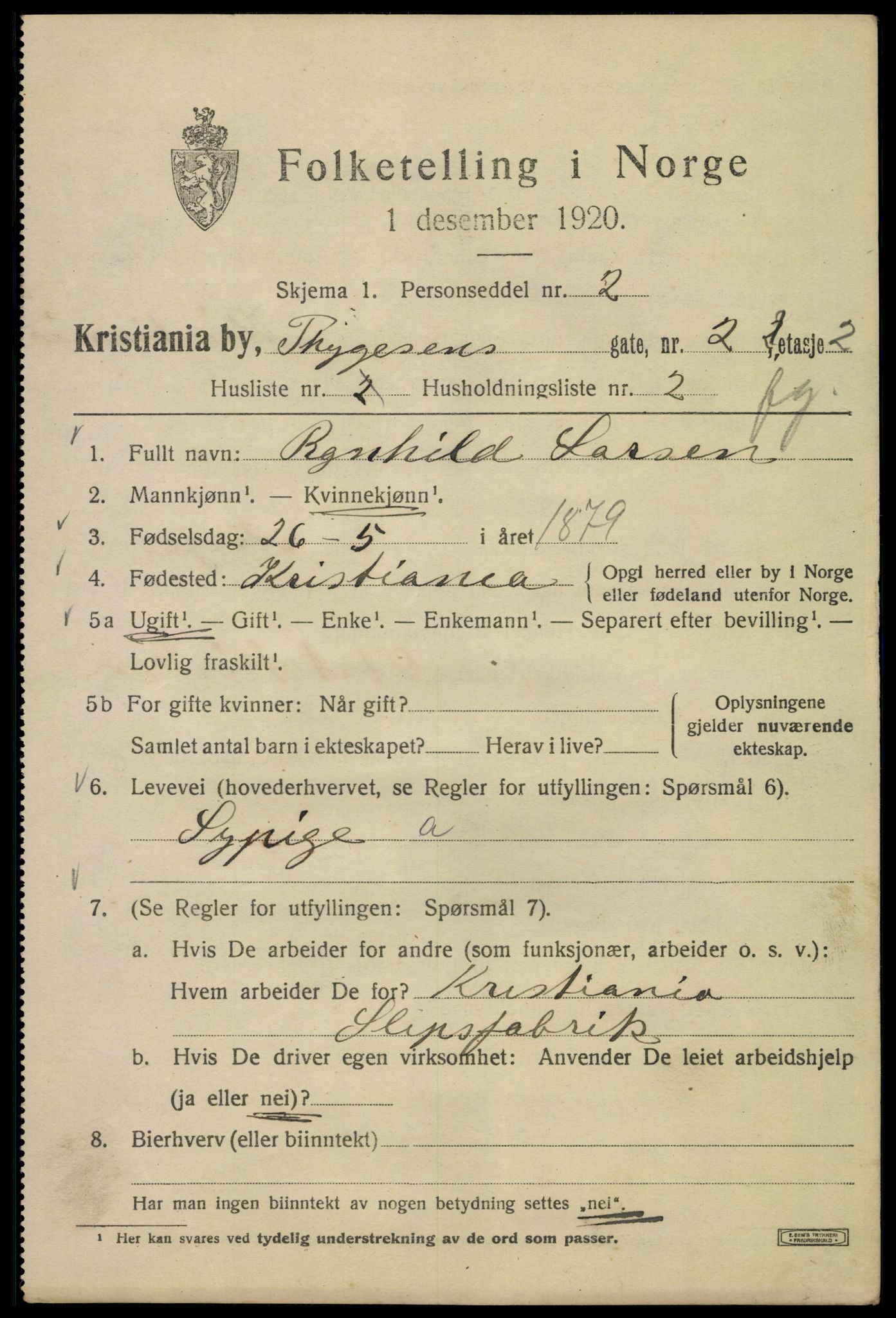 SAO, 1920 census for Kristiania, 1920, p. 581591