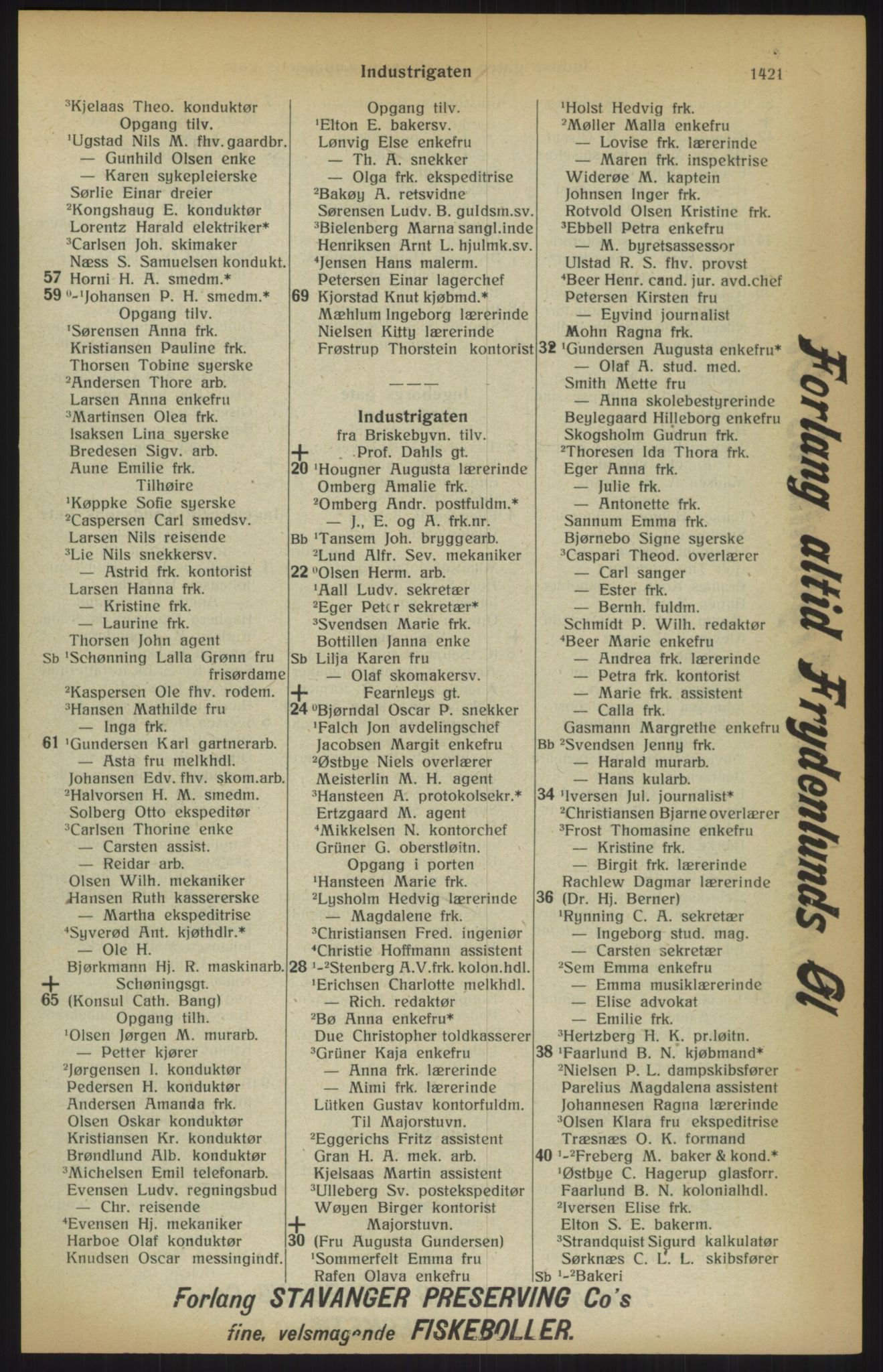 Kristiania/Oslo adressebok, PUBL/-, 1915, p. 1421