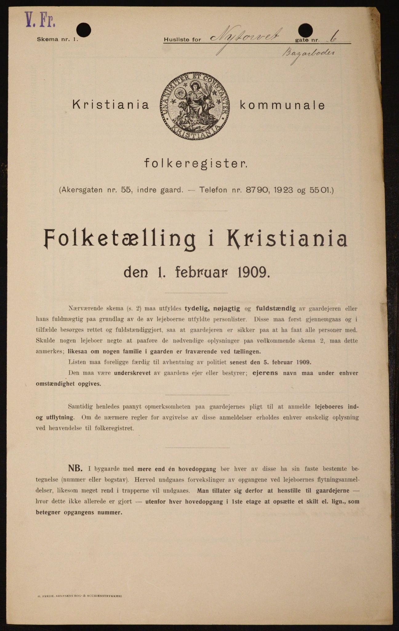 OBA, Municipal Census 1909 for Kristiania, 1909, p. 67177