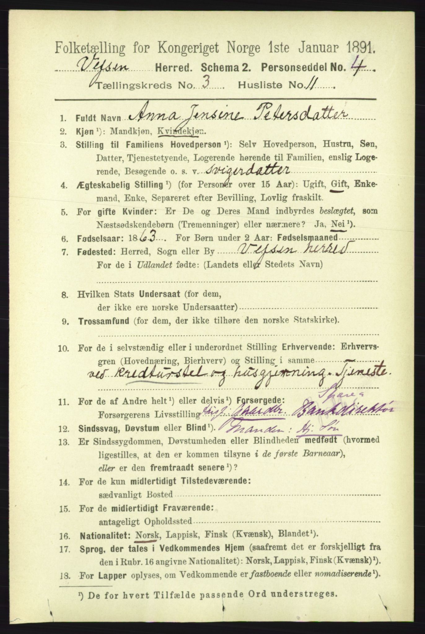 RA, 1891 census for 1824 Vefsn, 1891, p. 1346