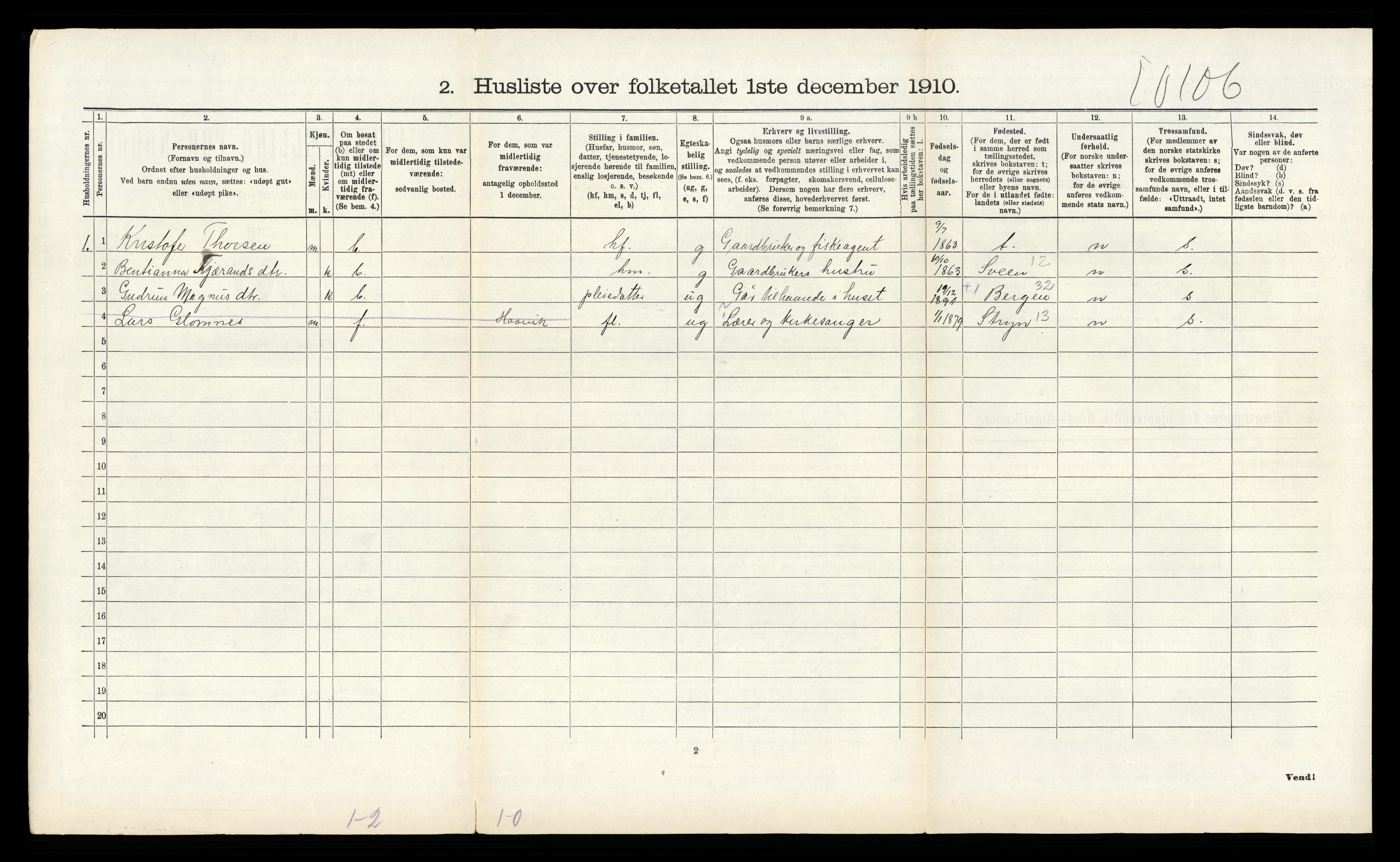 RA, 1910 census for Finnås, 1910, p. 1453