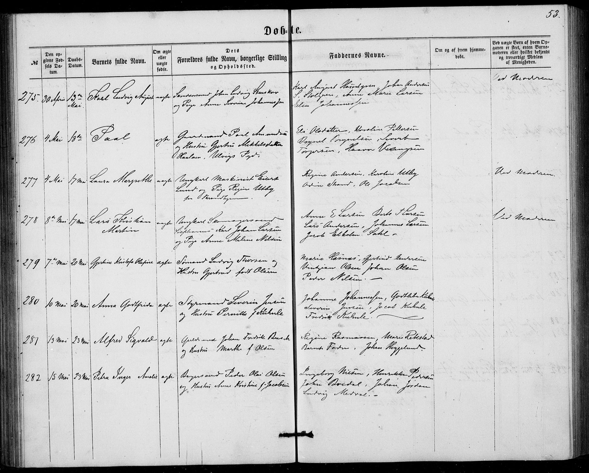 Fødselsstiftelsens sokneprestembete, ført av overlegen*, SAB/-: Parish register (official) no. A 1, 1863-1883, p. 53