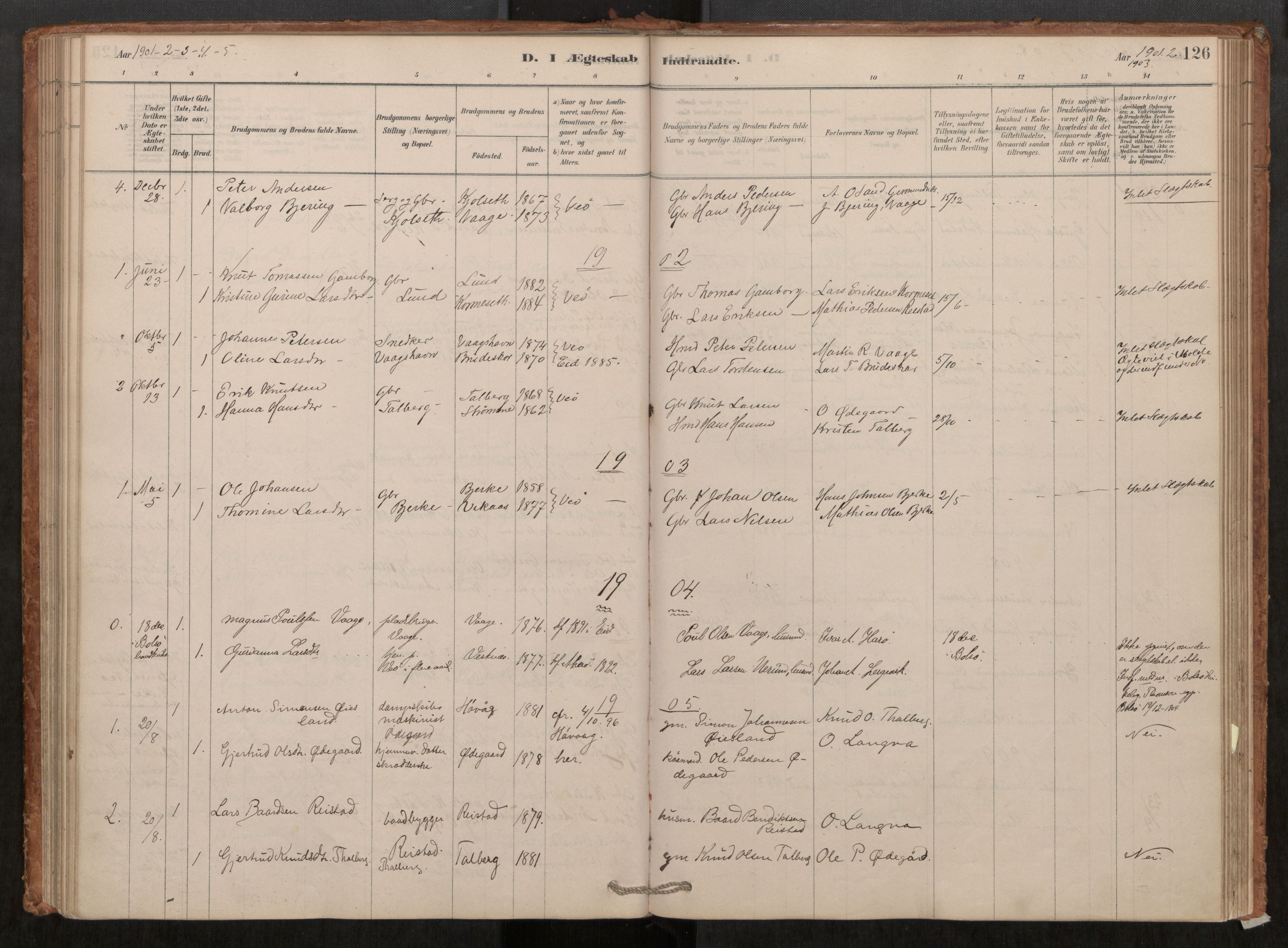 Ministerialprotokoller, klokkerbøker og fødselsregistre - Møre og Romsdal, AV/SAT-A-1454/550/L0621: Parish register (official) no. 550A01, 1878-1915, p. 126