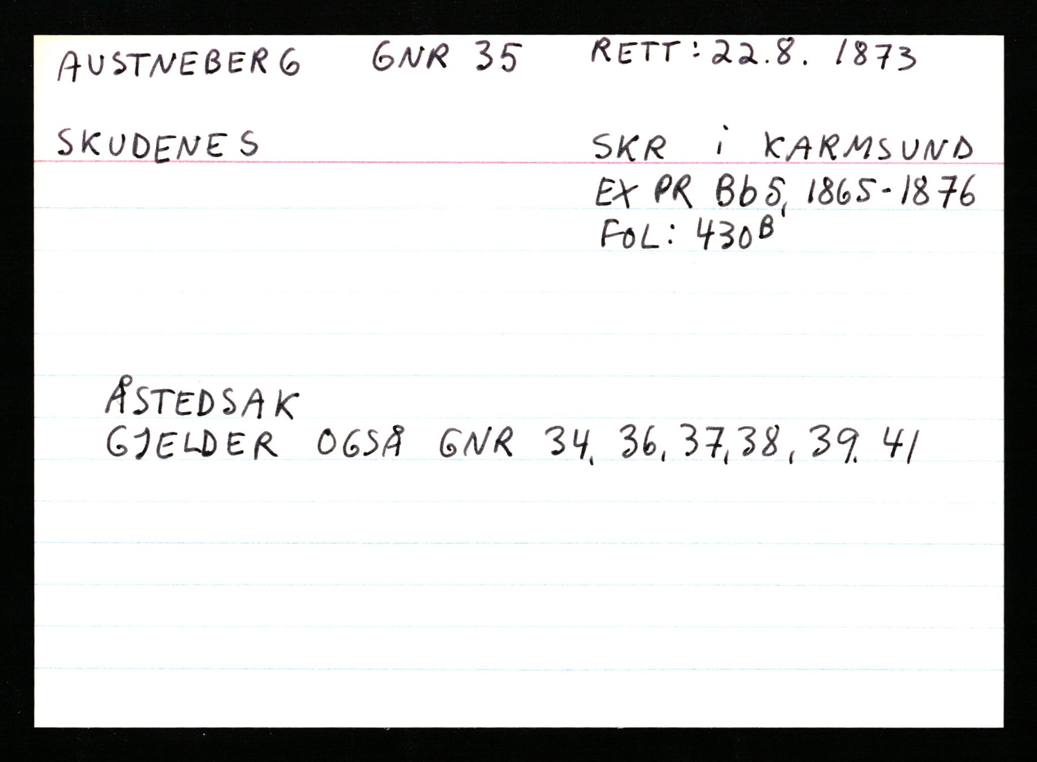 Statsarkivet i Stavanger, AV/SAST-A-101971/03/Y/Ym/L0003: Åstedskort sortert etter gårdsnavn: Austbø - Bandeberg, 1600-1950, p. 163