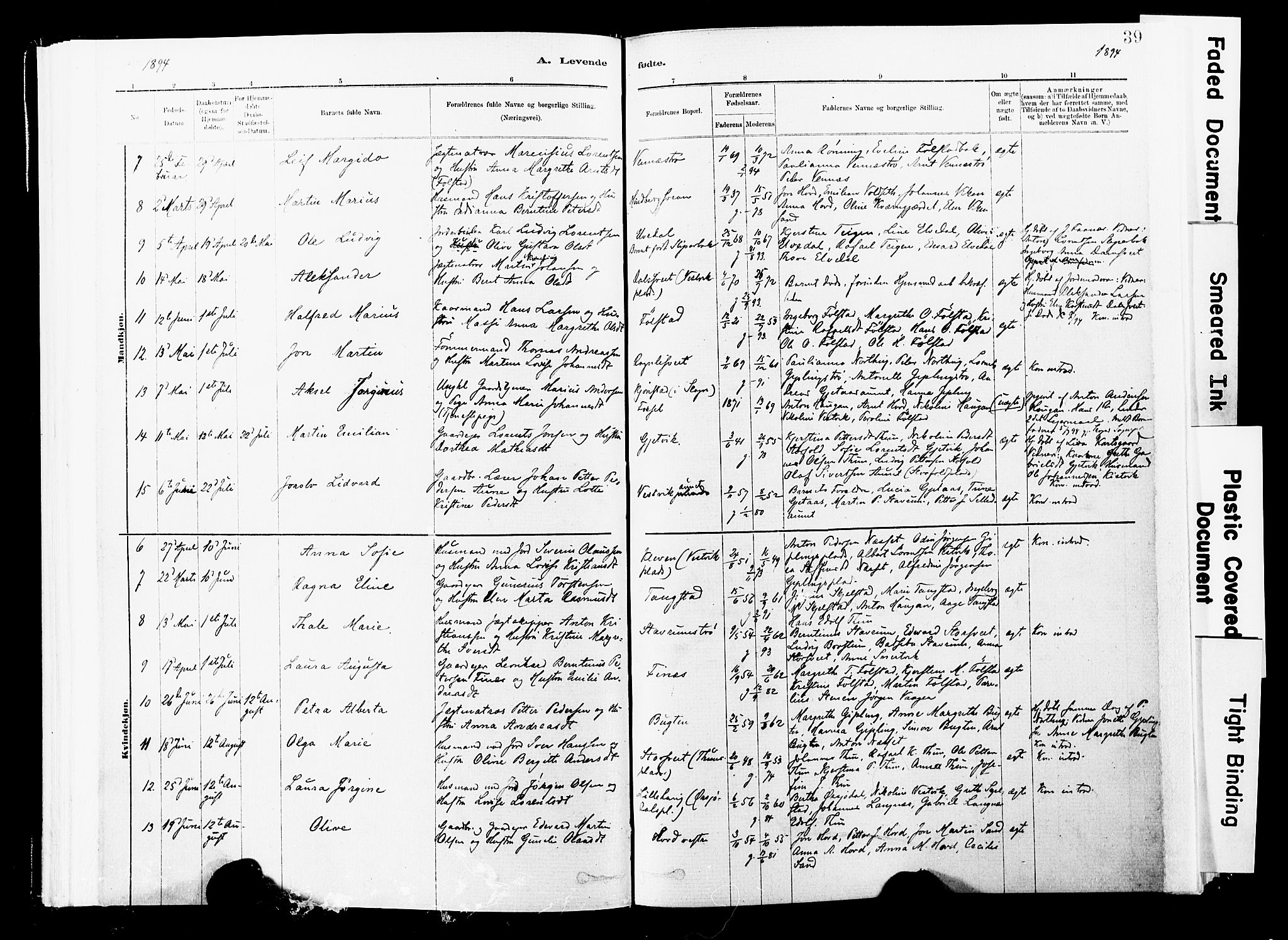 Ministerialprotokoller, klokkerbøker og fødselsregistre - Nord-Trøndelag, SAT/A-1458/744/L0420: Parish register (official) no. 744A04, 1882-1904, p. 39